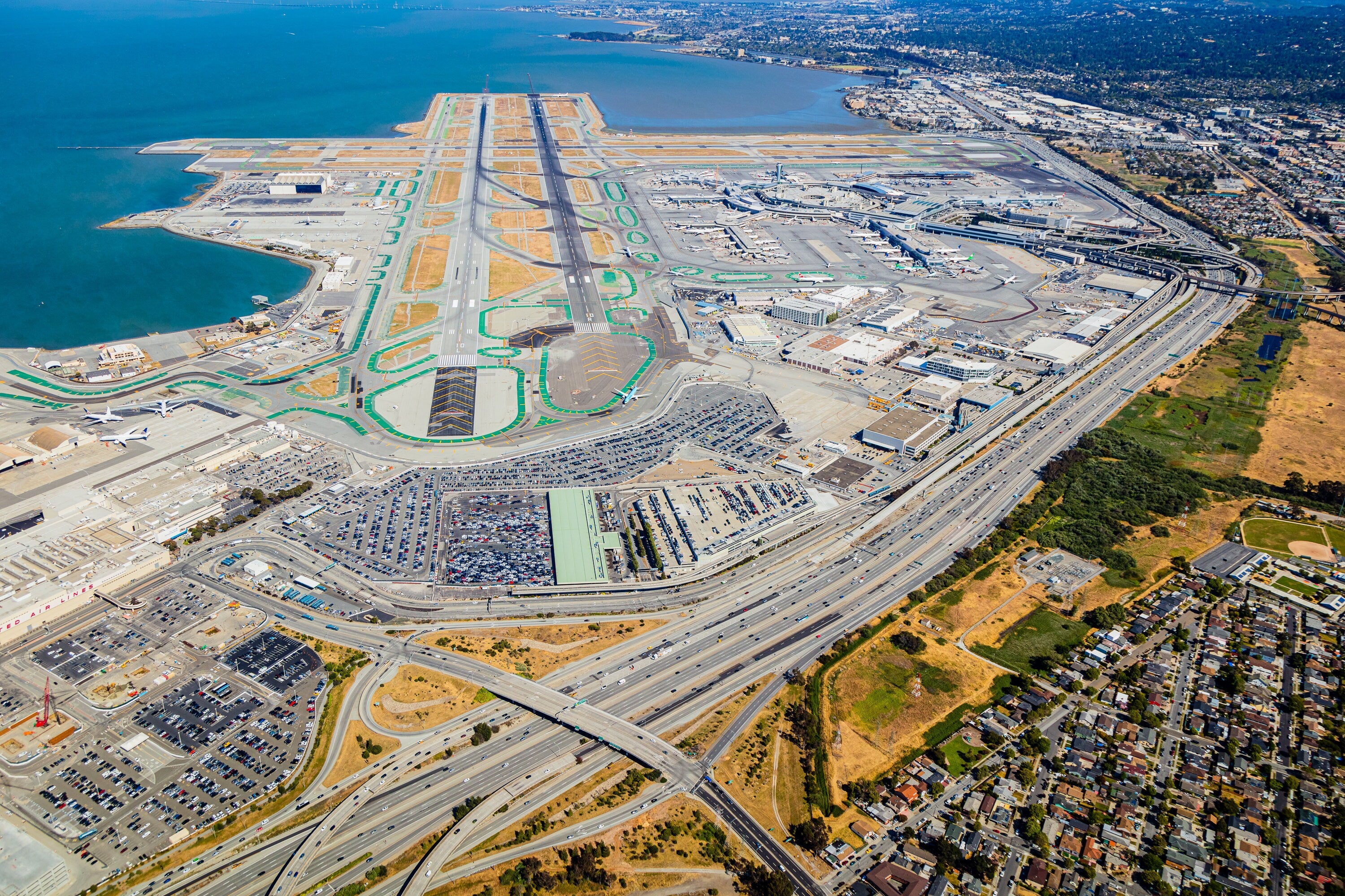 San Francisco International Airport The Departure Takeoff View - Aerial Photography (Metal & Bamboo Prints)