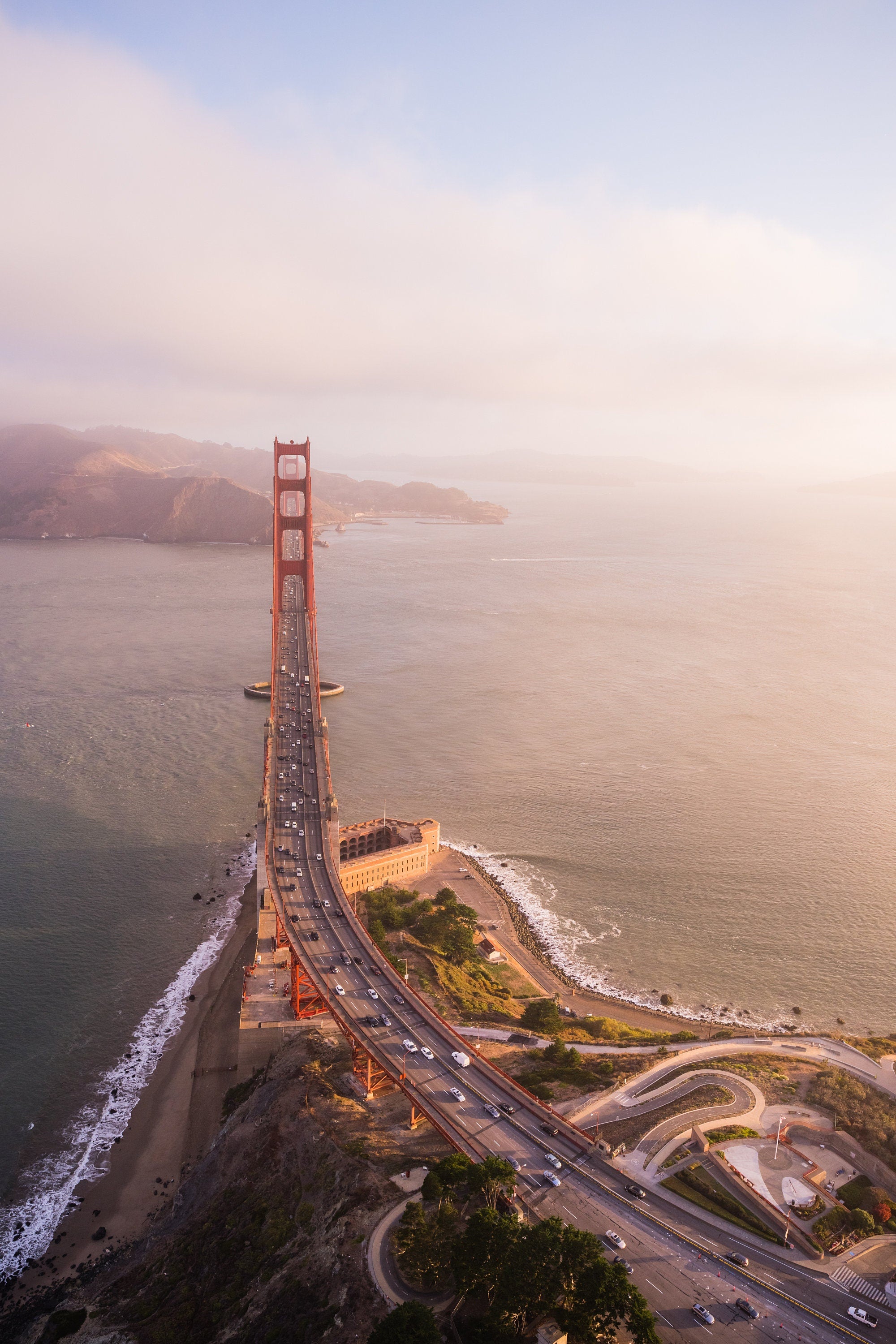 Morning Sunrise Light - Golden Gate Bridge San Francisco Aerial Fine Art (Metal & Bamboo Prints)