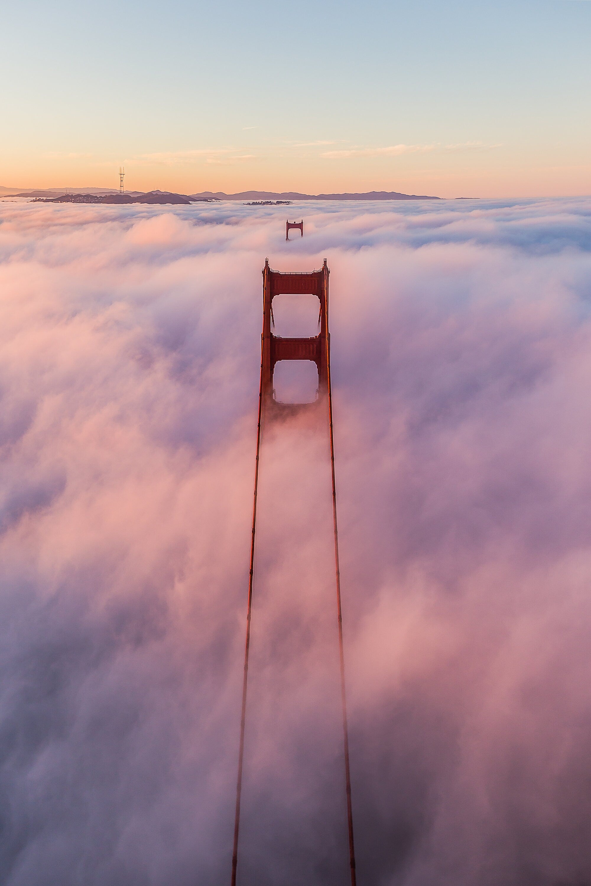 Above Foggy Lineup - Golden Gate Bridge San Francisco Fine Art Aerial Photography (Metal & Bamboo Prints)