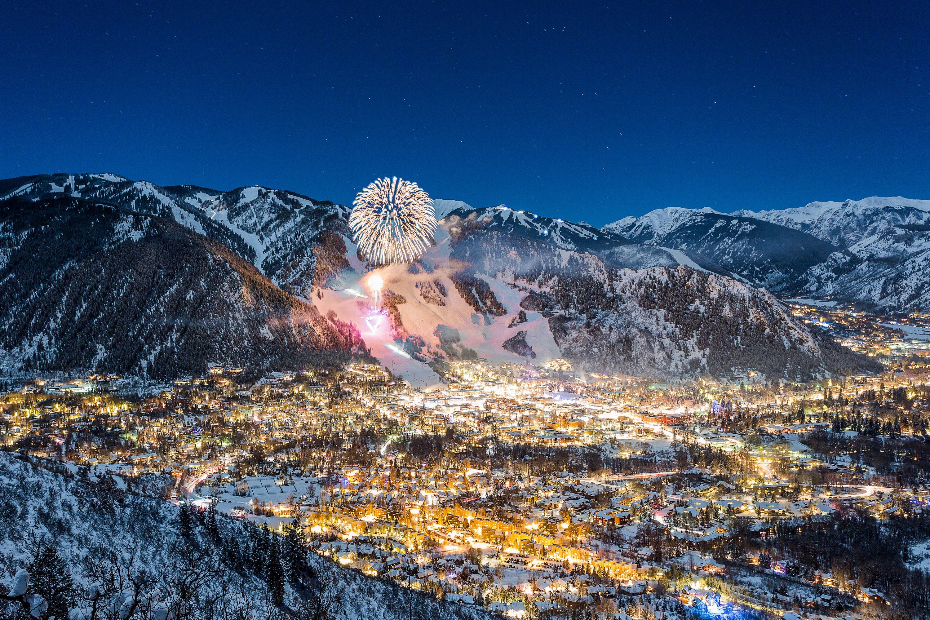 Aspen Colorado - New Years Fireworks Fine Art Photography (Metal & Bamboo Prints)