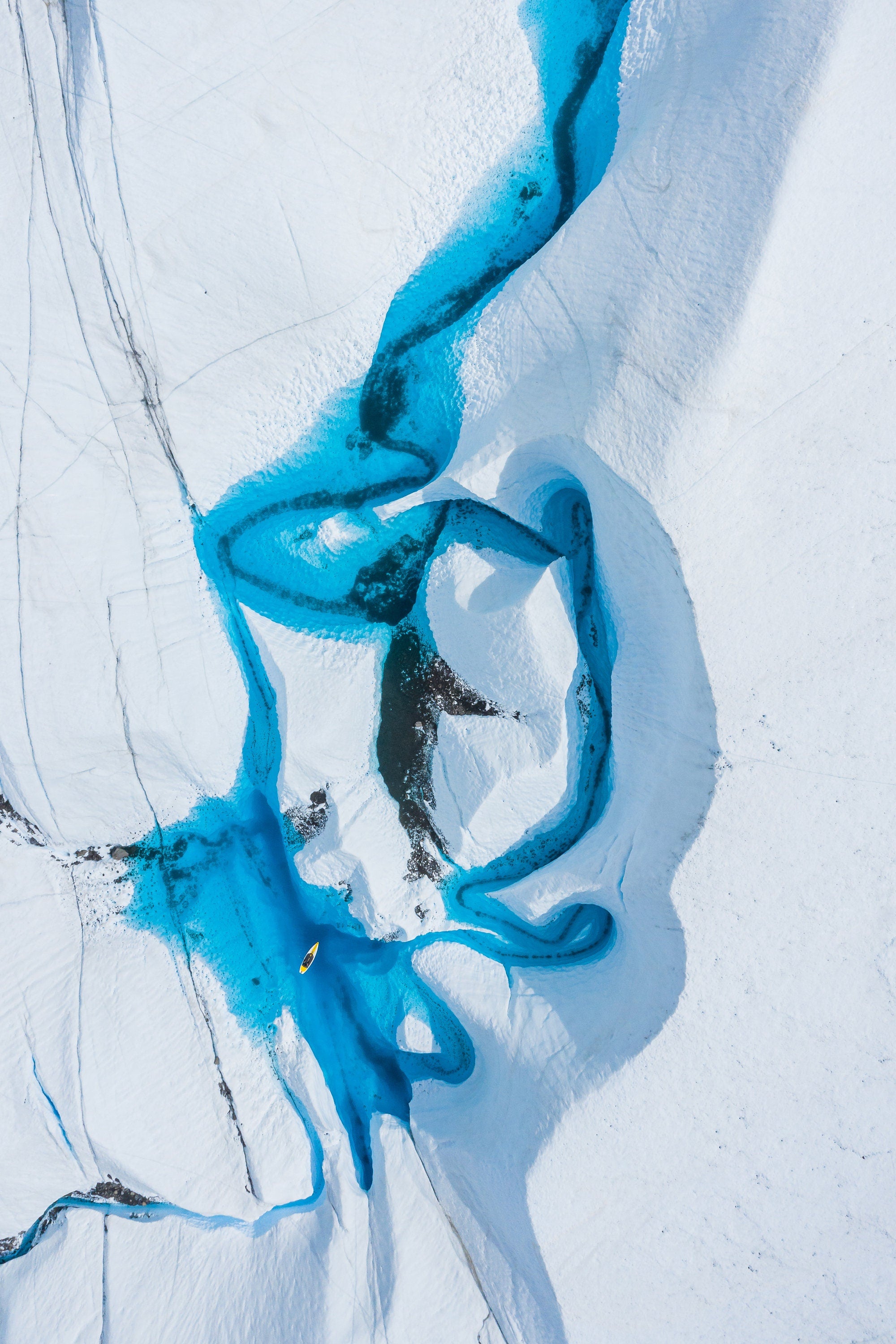 Toby Harriman Bear Glacier Iceberg Paddleboarding Alaska Aerial Fine Art (Metal & Bamboo Prints)