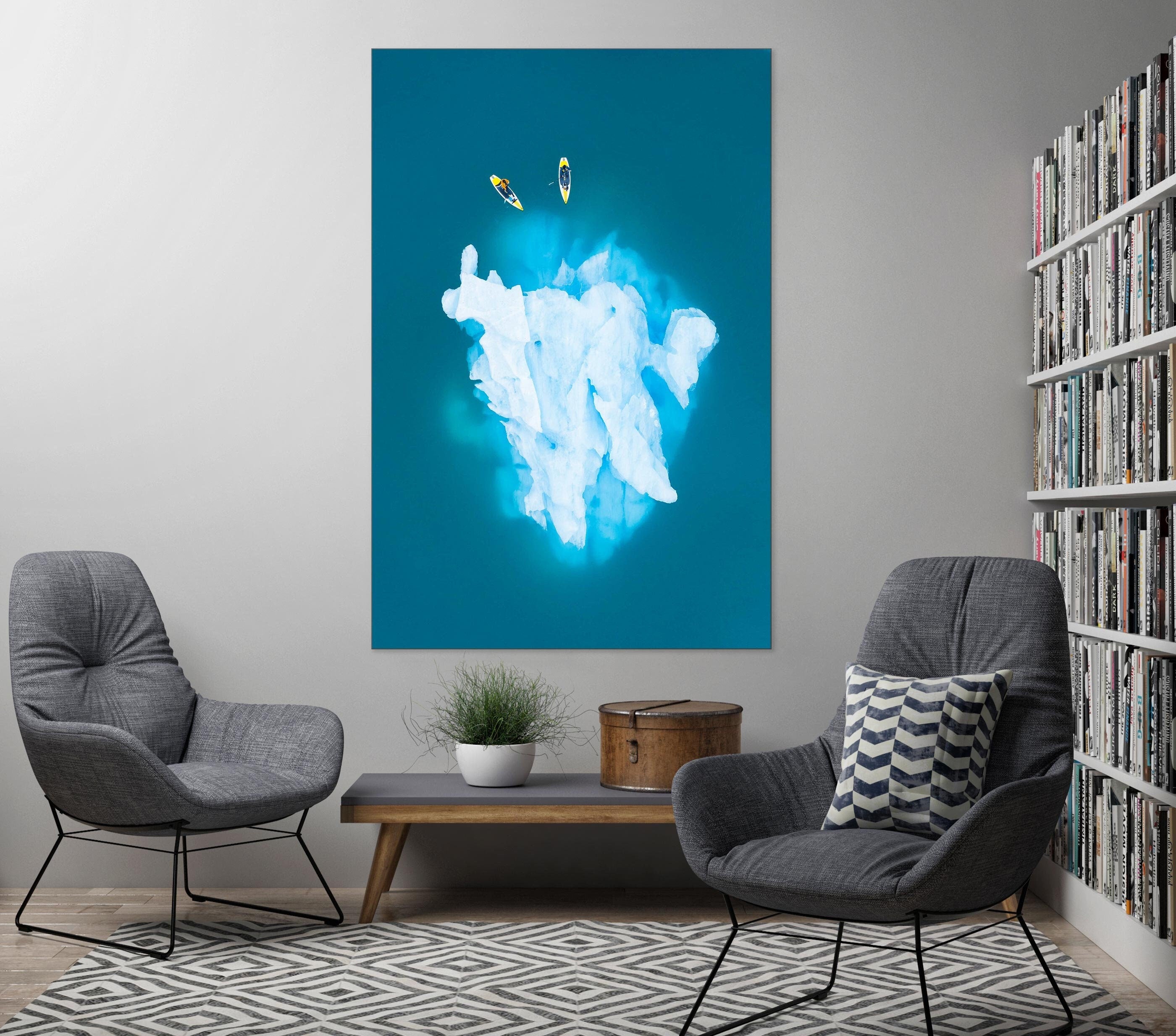 Toby Harriman Bear Glacier Iceberg Paddleboarding Alaska Aerial Fine Art (Metal & Bamboo Prints)