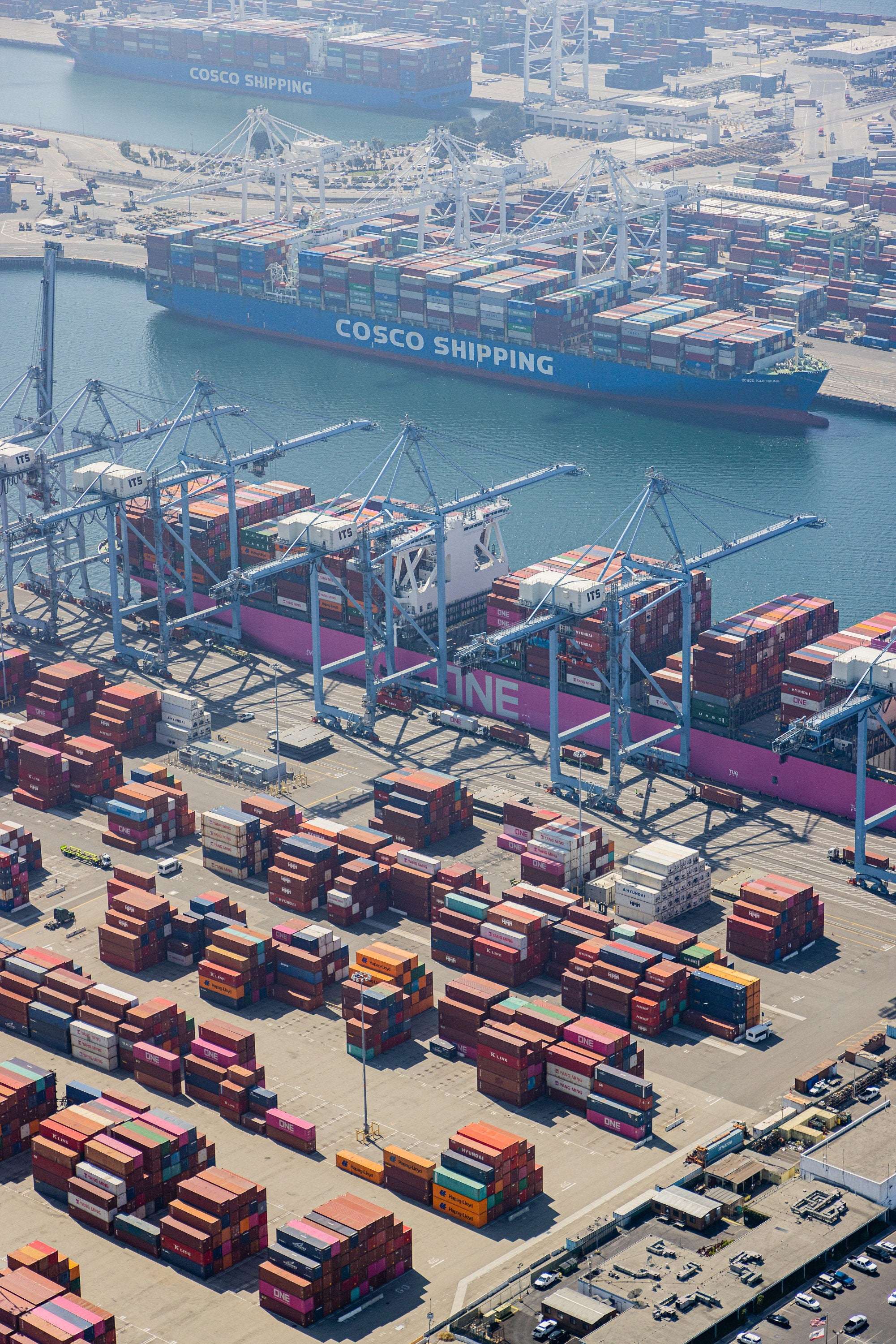 Port of Long Beach - California Aerial Photography by Toby Harriman - 003 (Metal & Bamboo Prints)