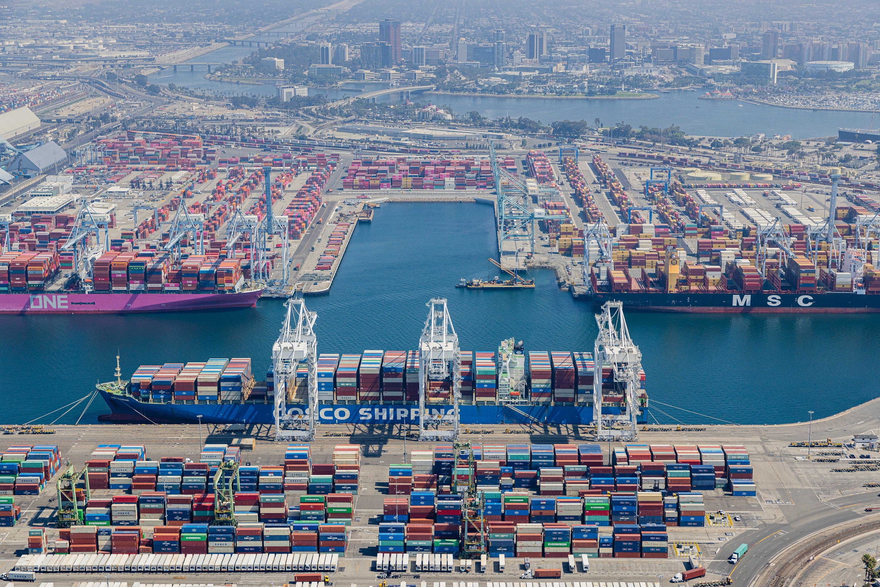 Port of Long Beach - California Aerial Photography by Toby Harriman - 008 (Metal & Bamboo Prints)