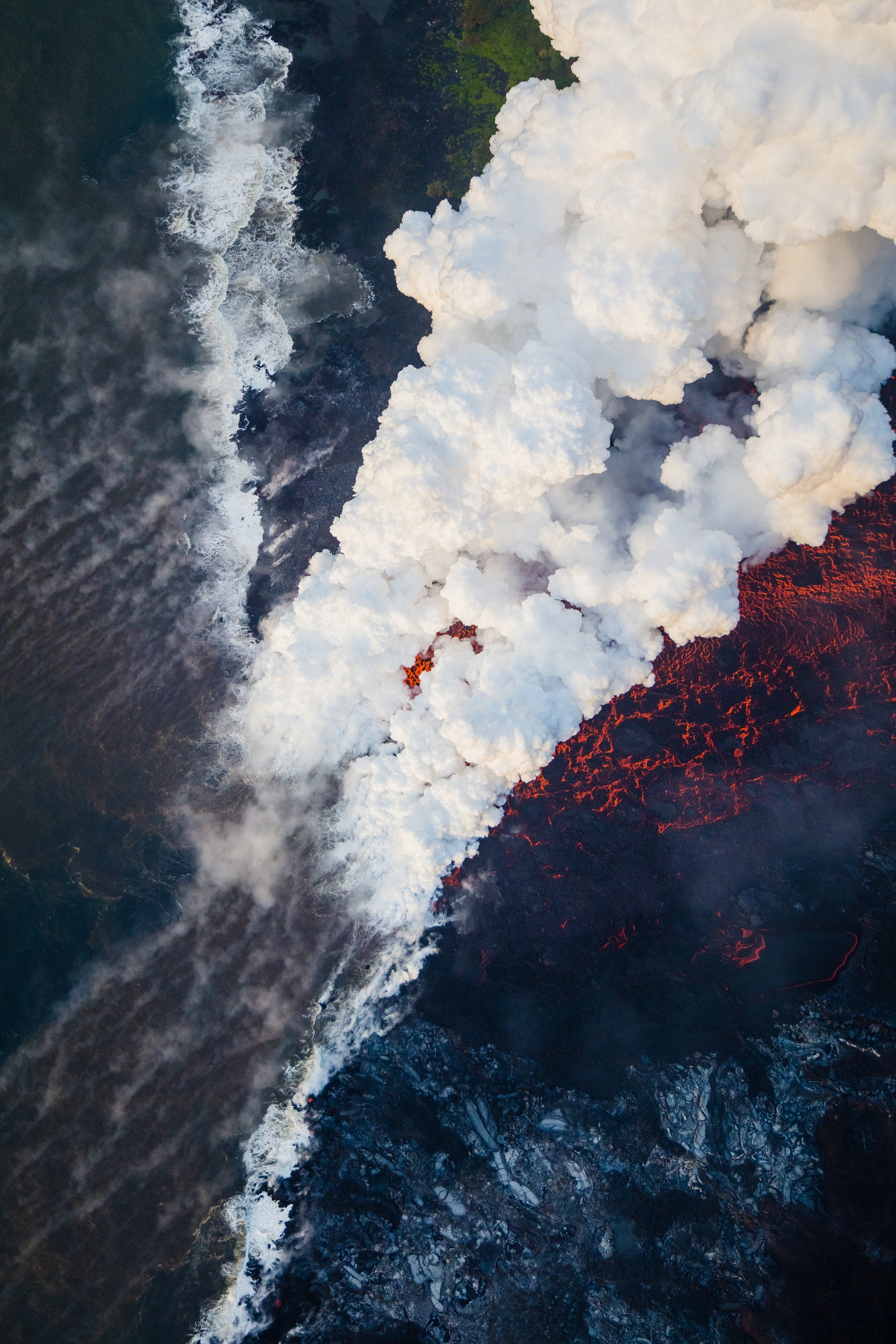 Kilauea Volcano Lava Ocean Entry Laze  - Hawaii Aerial Photography (Metal & Bamboo Prints)