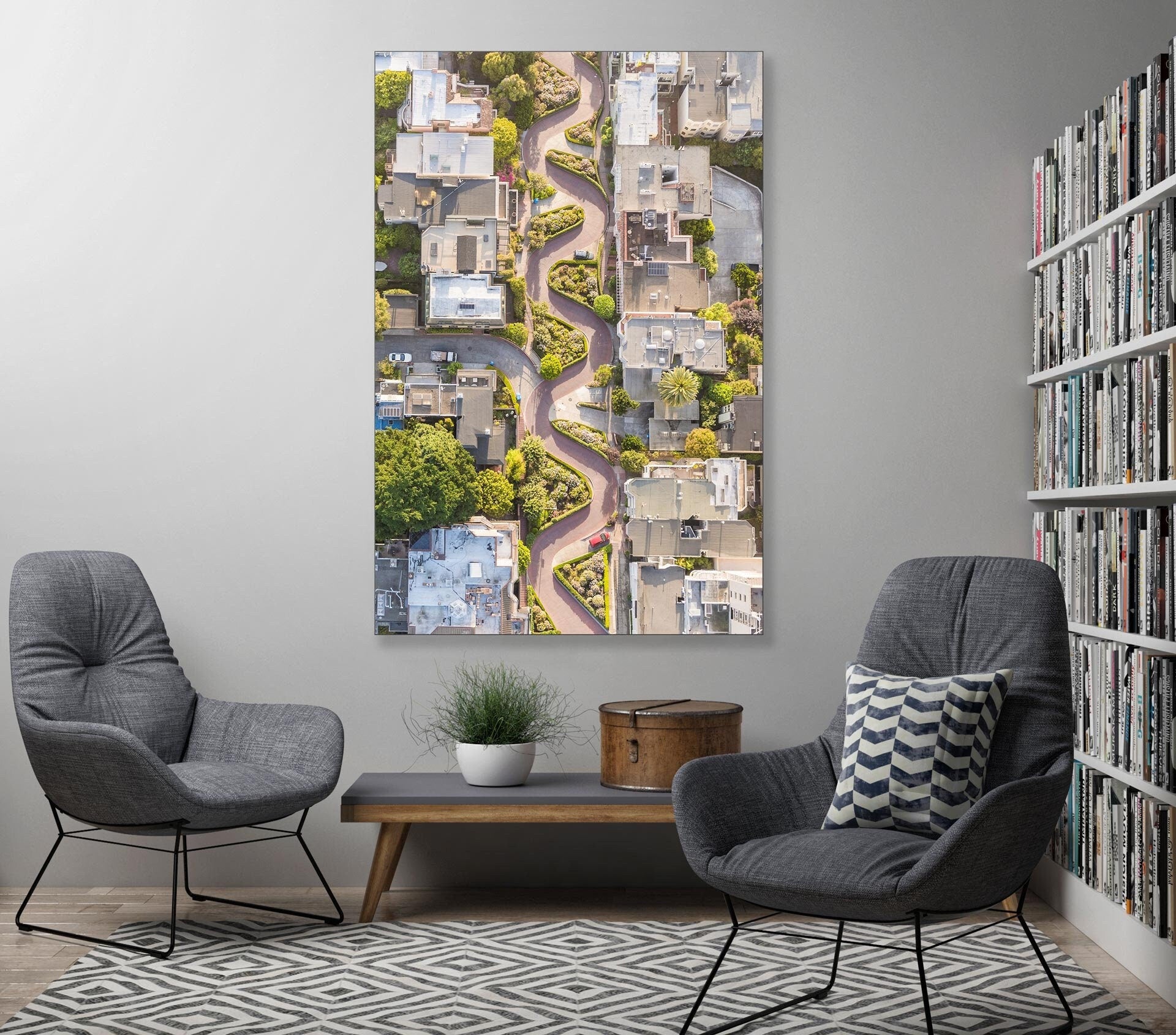 Lombard Street - San Francisco Aerial Fine Art Photography (Metal & Bamboo Print)