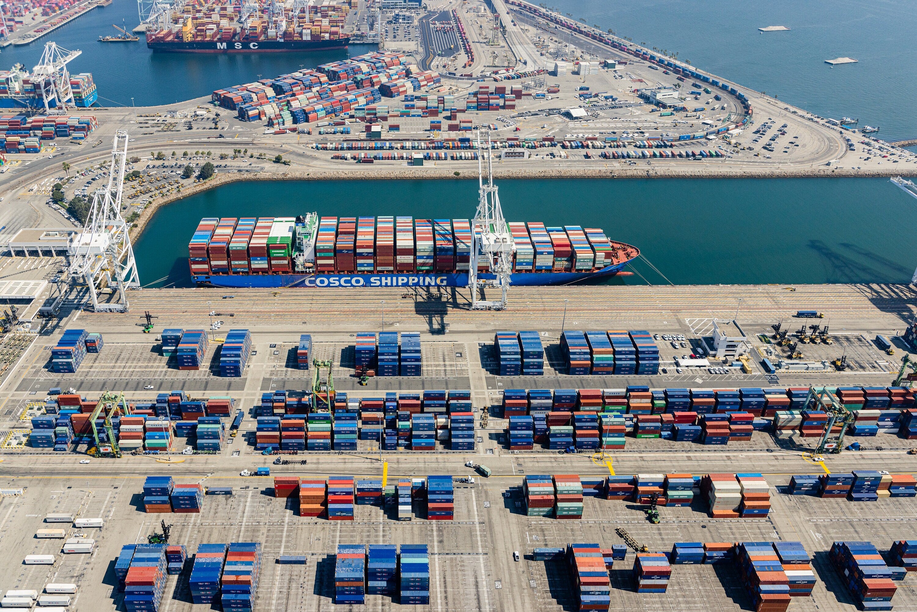 Port of Long Beach - California Aerial Photography by Toby Harriman - 007 (Metal & Bamboo Prints)