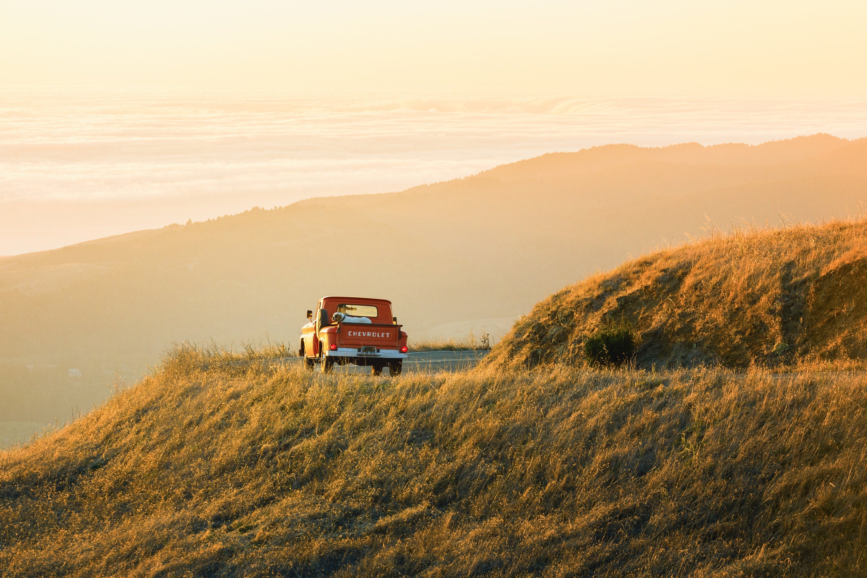 Sunset Drive - 65 Chevy Stepside - Classic California Fine Art Photography (Metal & Bamboo Print)