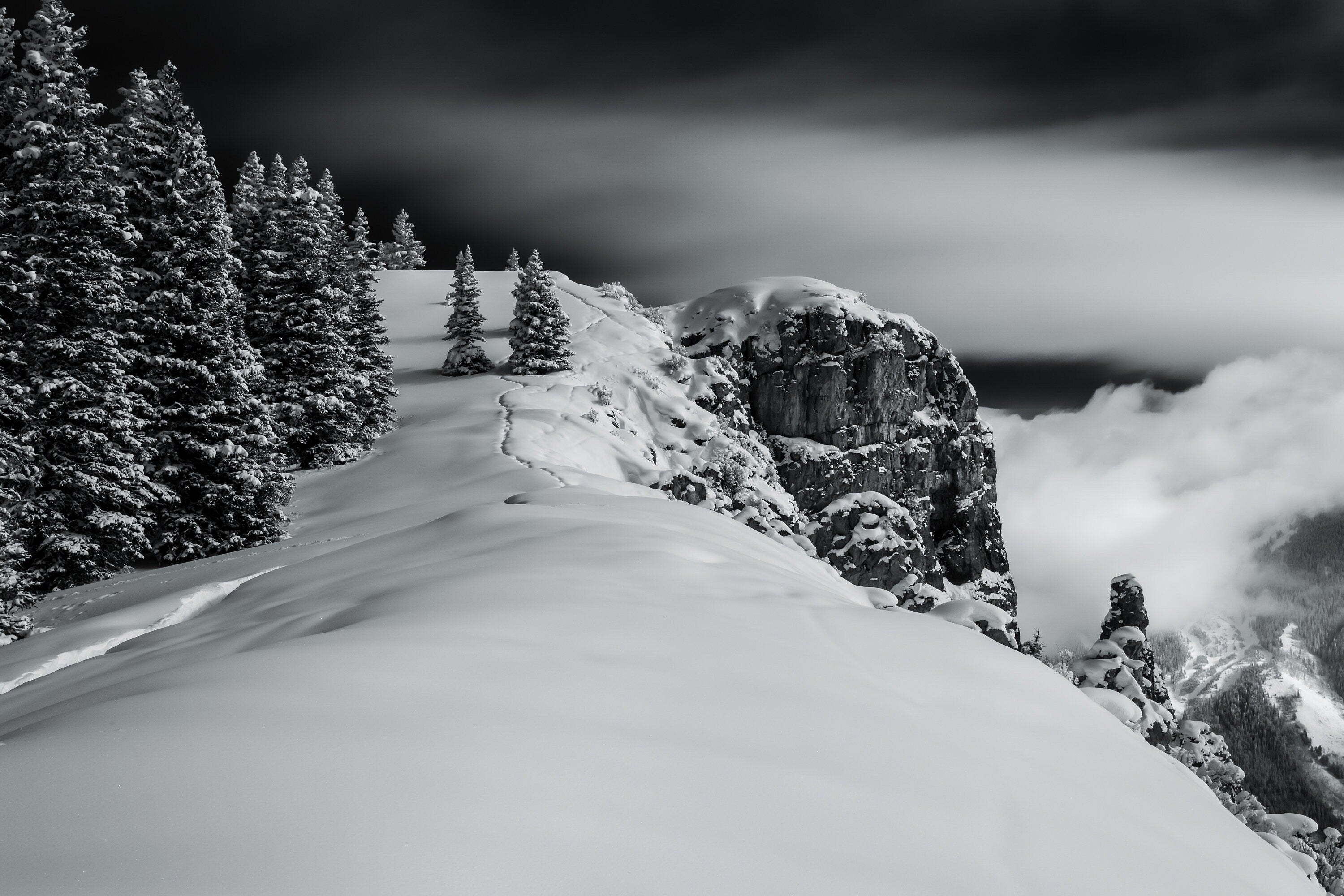 Dark Cliff - Aspen Colorado in Winter - Fine Art Photography (Metal & Bamboo Prints)