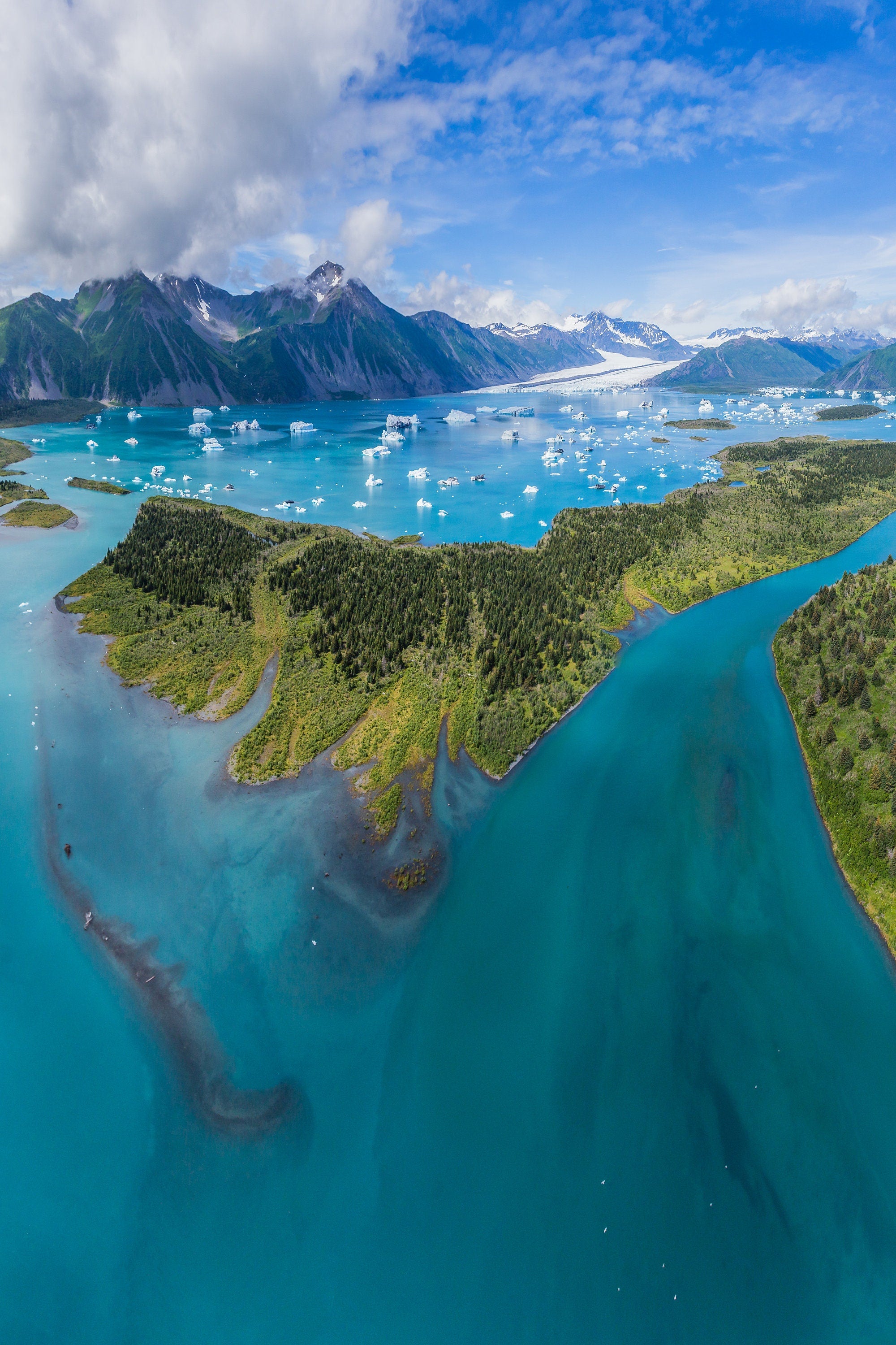 Aerial Resurrection Bay Bear Glacier Runoff - Alaska Aerial Fine Art Photography (Metal & Bamboo Prints)