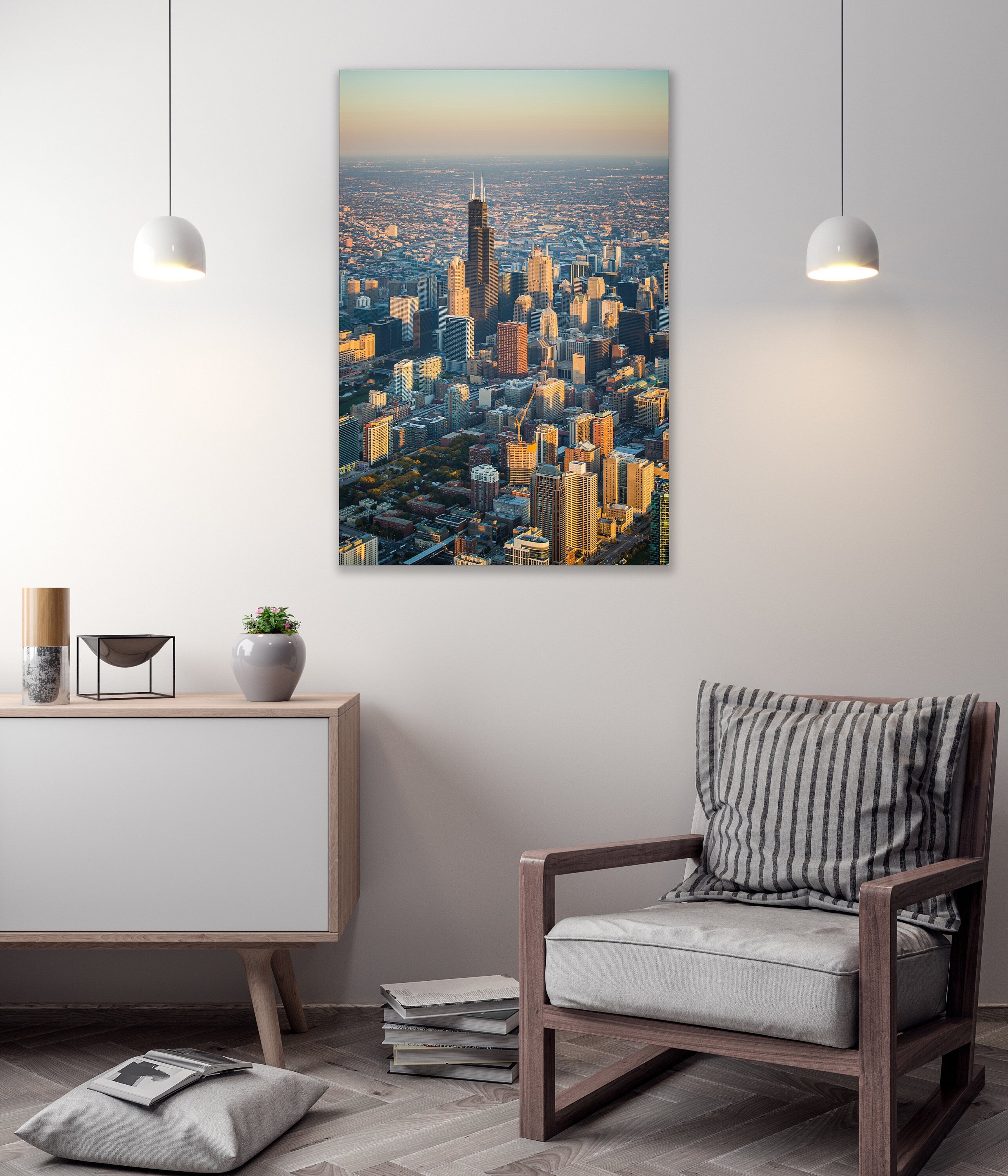 Willis Tower Skyline - Chicago Aerial Fine Art Photography (Metal & Bamboo Prints)