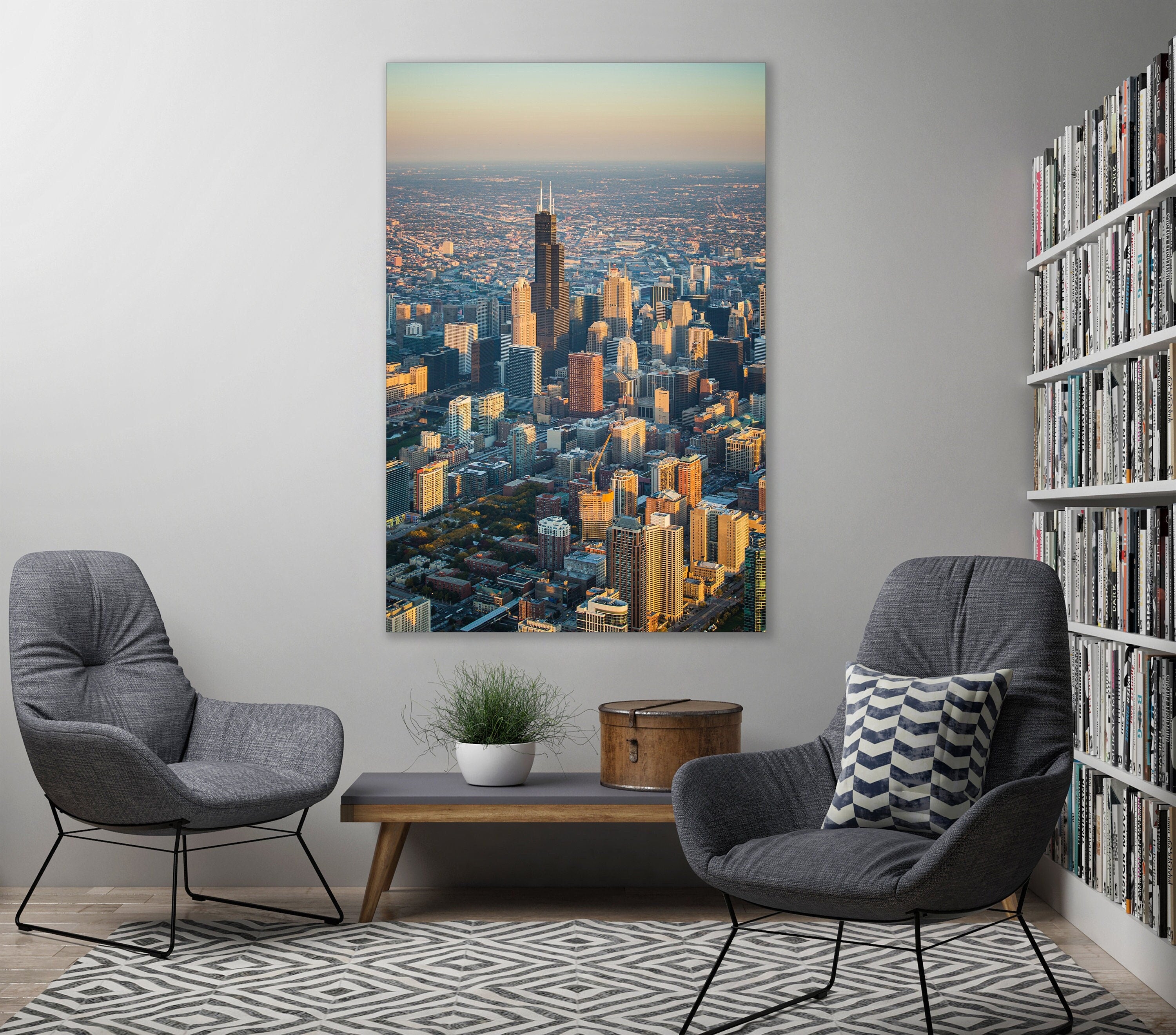 Willis Tower Skyline - Chicago Aerial Fine Art Photography (Metal & Bamboo Prints)