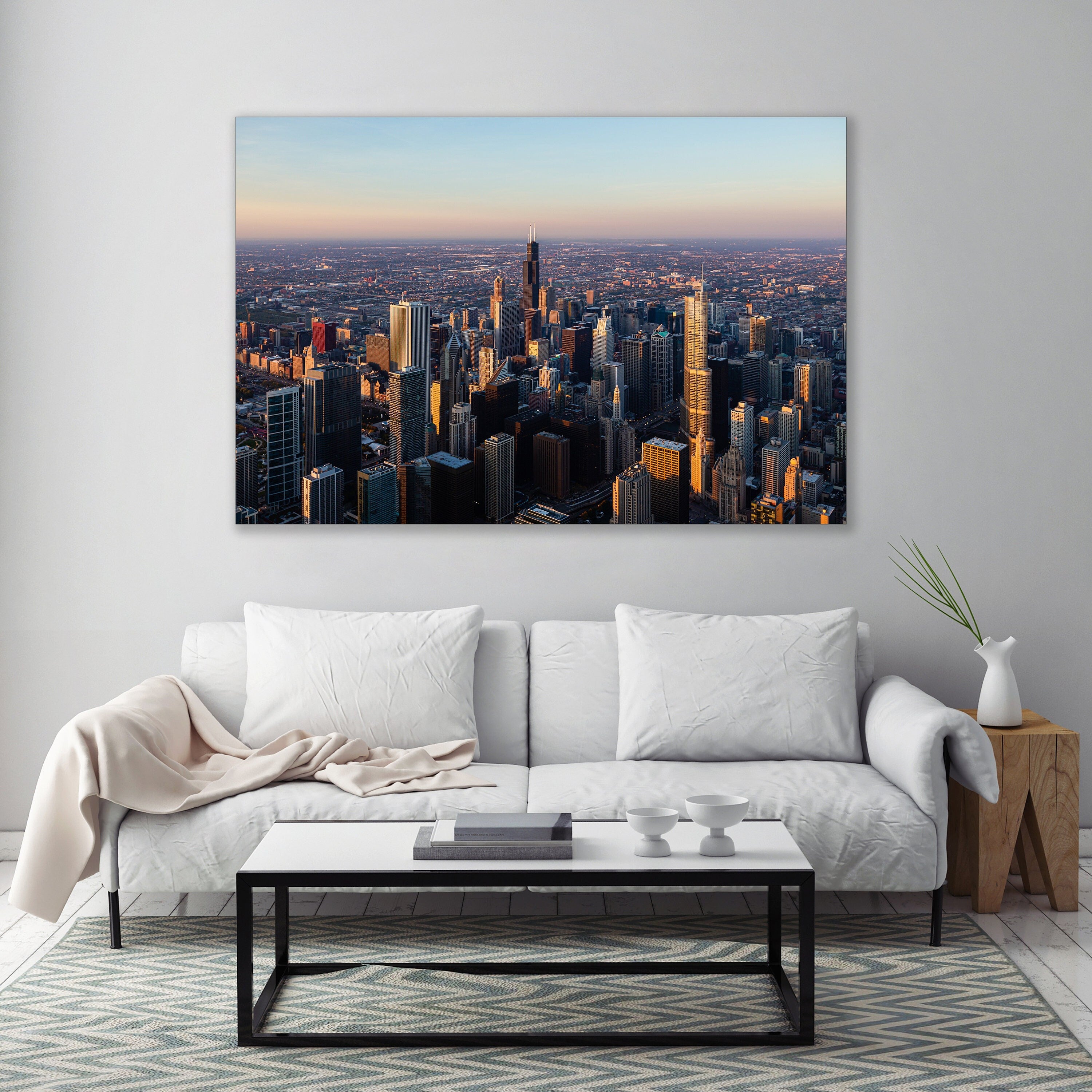 Sunrise over Chicago Skyline - Aerial Fine Art Photography (Metal & Bamboo Prints)