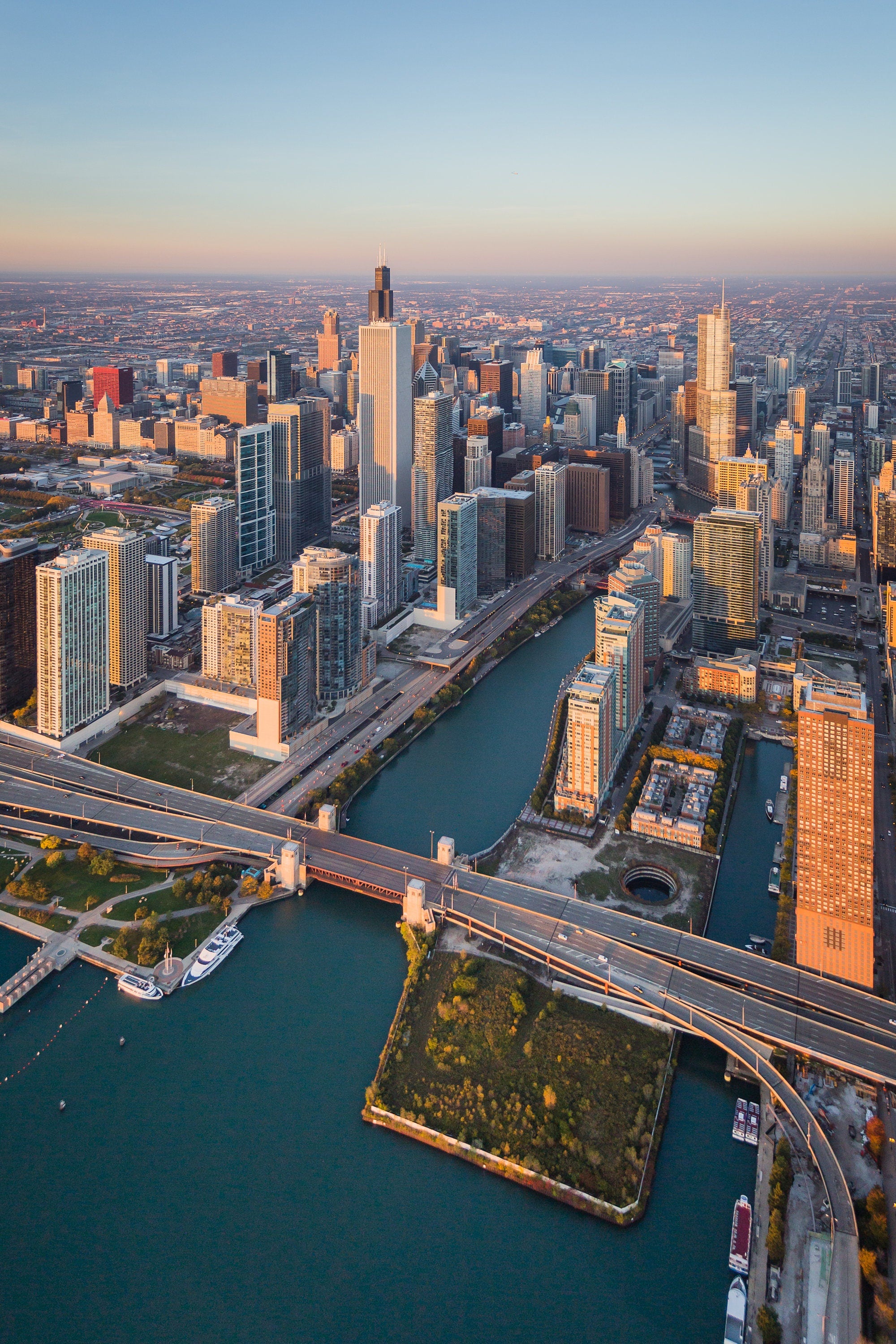 Chicago River Skyline - Aerial Fine Art Photography (Metal & Bamboo Prints)