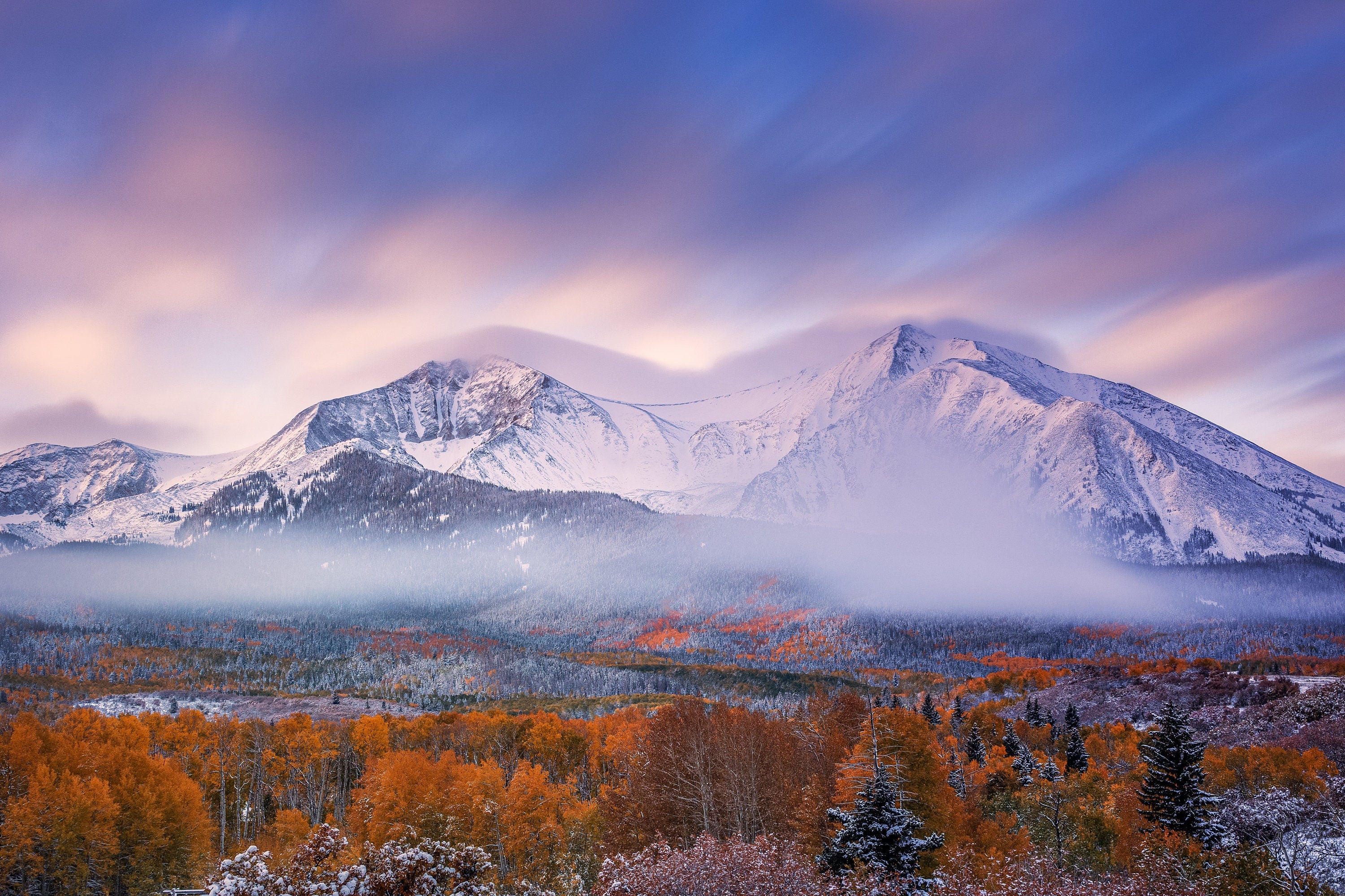 Foggy Fall Mount Sopris Sunrise - Carbondale Colorado Fine Art Photography (Metal & Bamboo Prints)