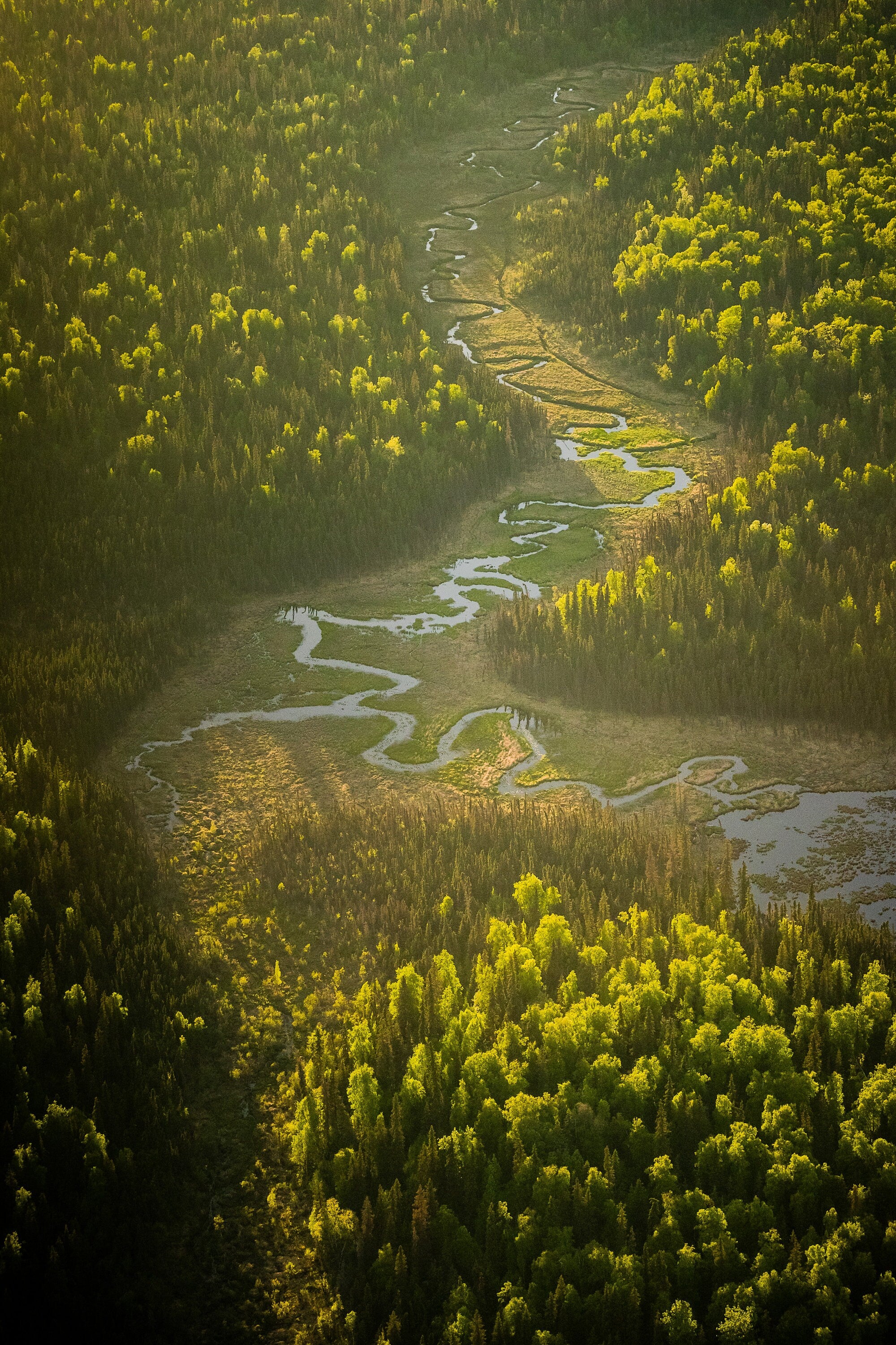 Kenai River Sunset - Aerial Alaska Fine Art Photography (Metal & Bamboo Prints)