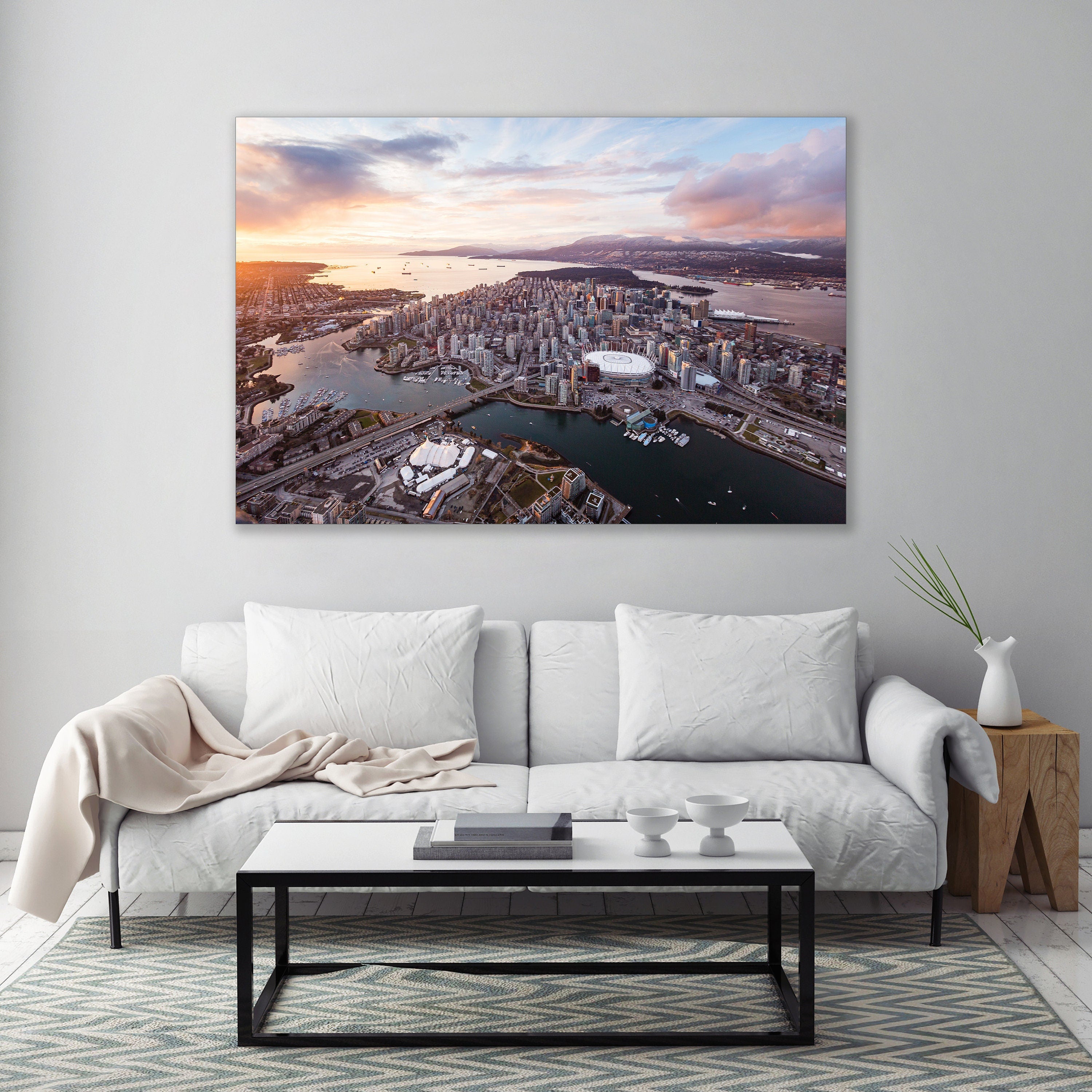 Downtown Vancouver Skyline Sunset - Canada Aerial Fine Art Photography (Metal & Bamboo Prints)