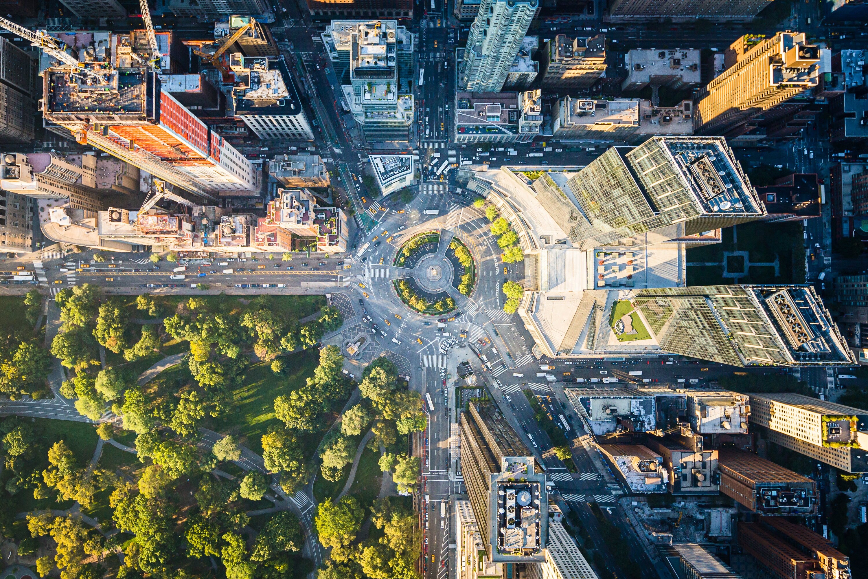 Columbus Circle New York City Aerial Photography (Metal & Bamboo Prints)