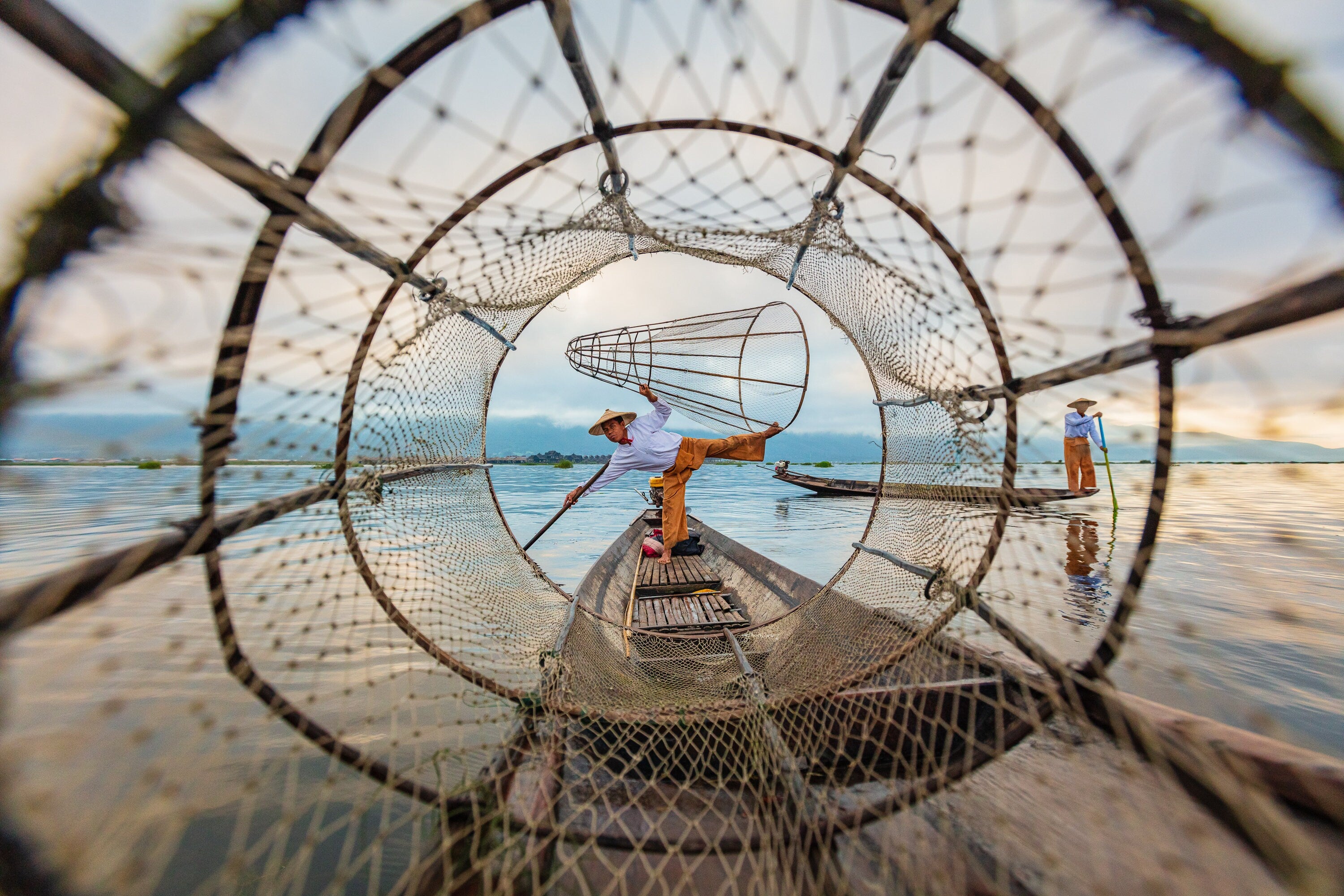 Performing Fisherman of Inle Lake - Myanmar Fine Art Photography (Metal & Bamboo Prints)