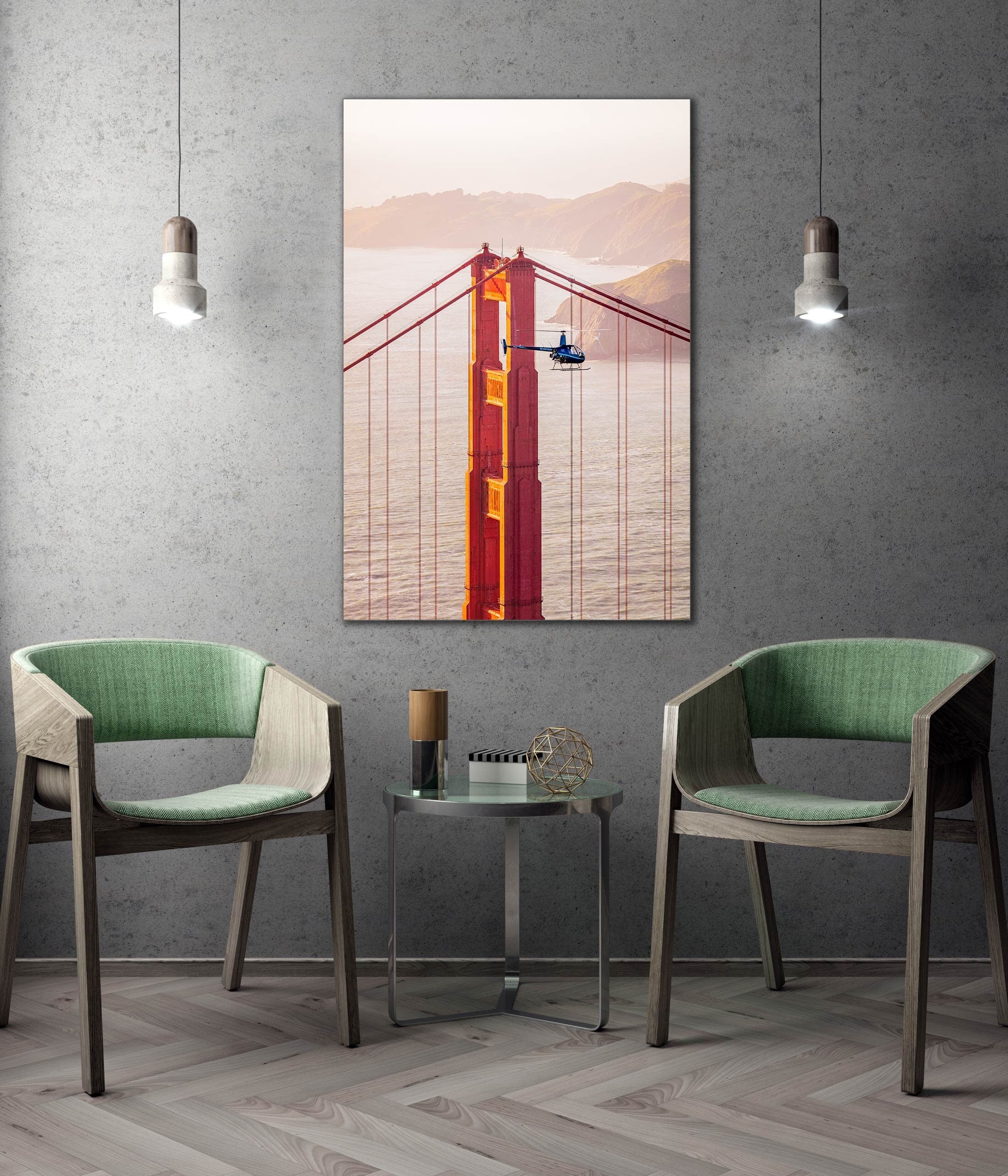 Robinson R22 Helicopter - Golden Gate Bridge Air-to-Air Fine Art Print - 2 (Metal & Bamboo Prints)