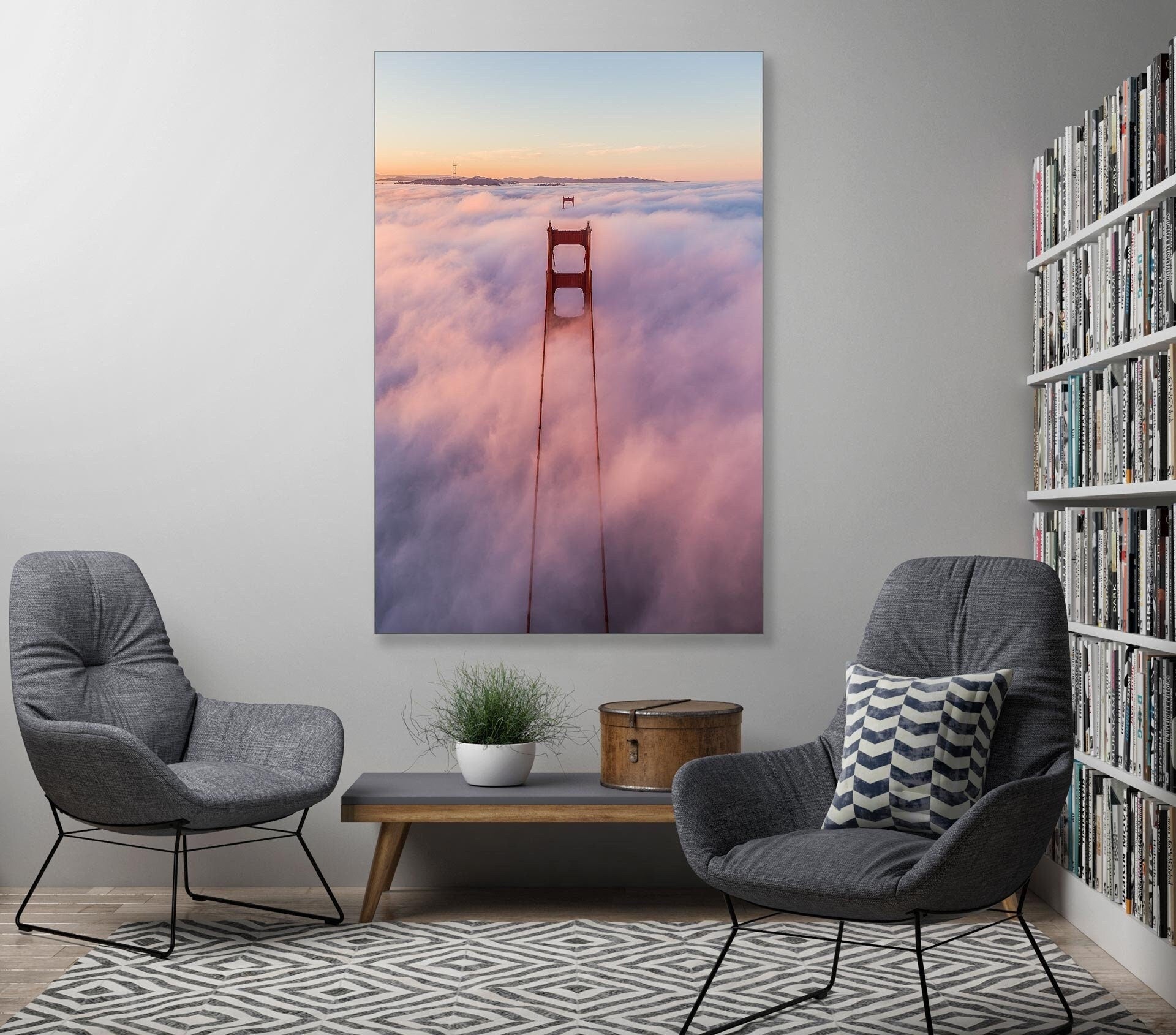 Above Foggy Lineup - Golden Gate Bridge San Francisco Fine Art Aerial Photography (Metal & Bamboo Prints)