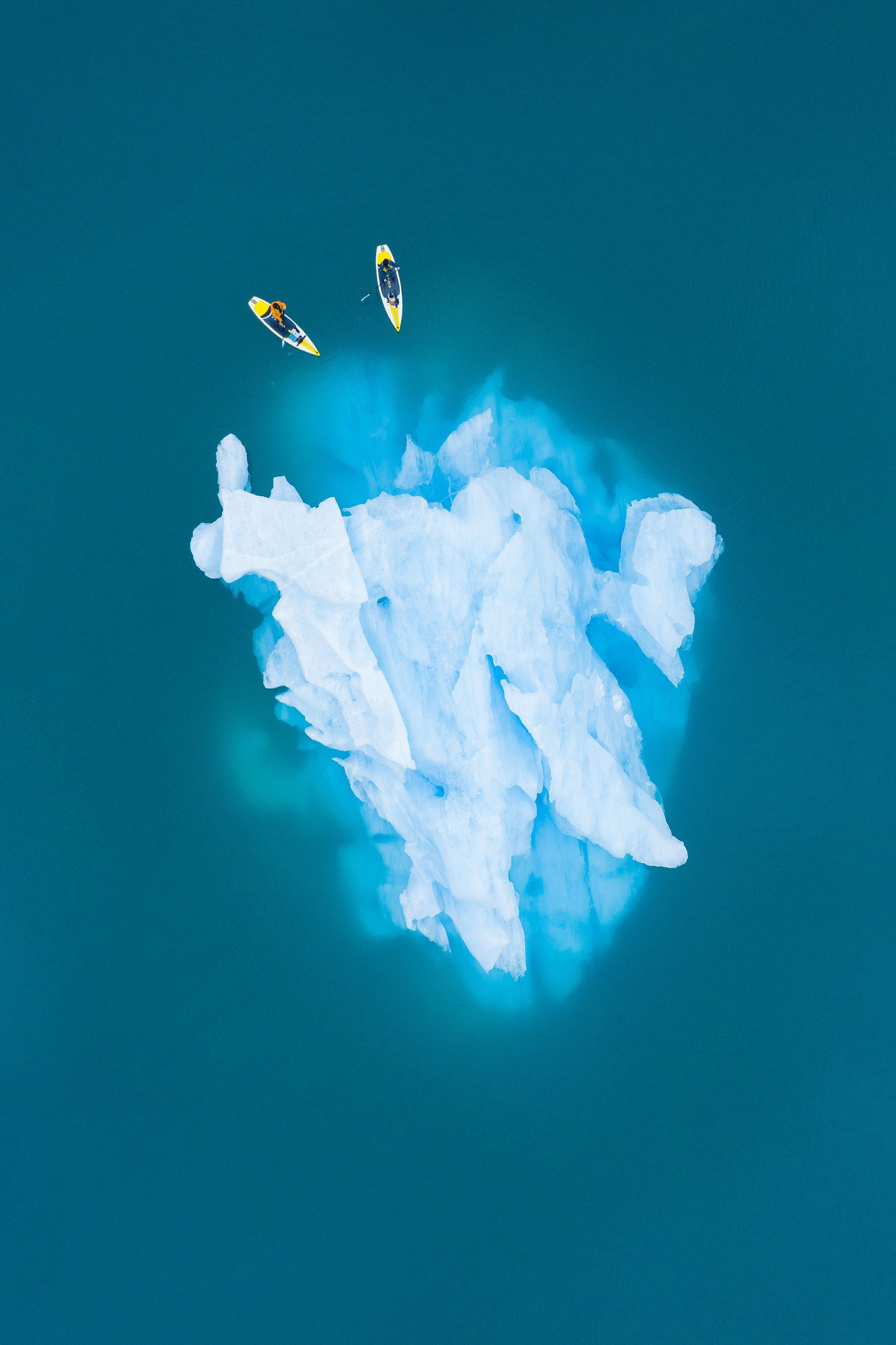 Toby Harriman Bear Glacier Iceberg Paddleboarding Alaska Aerial Fine Art (Metal & Bamboo Prints)