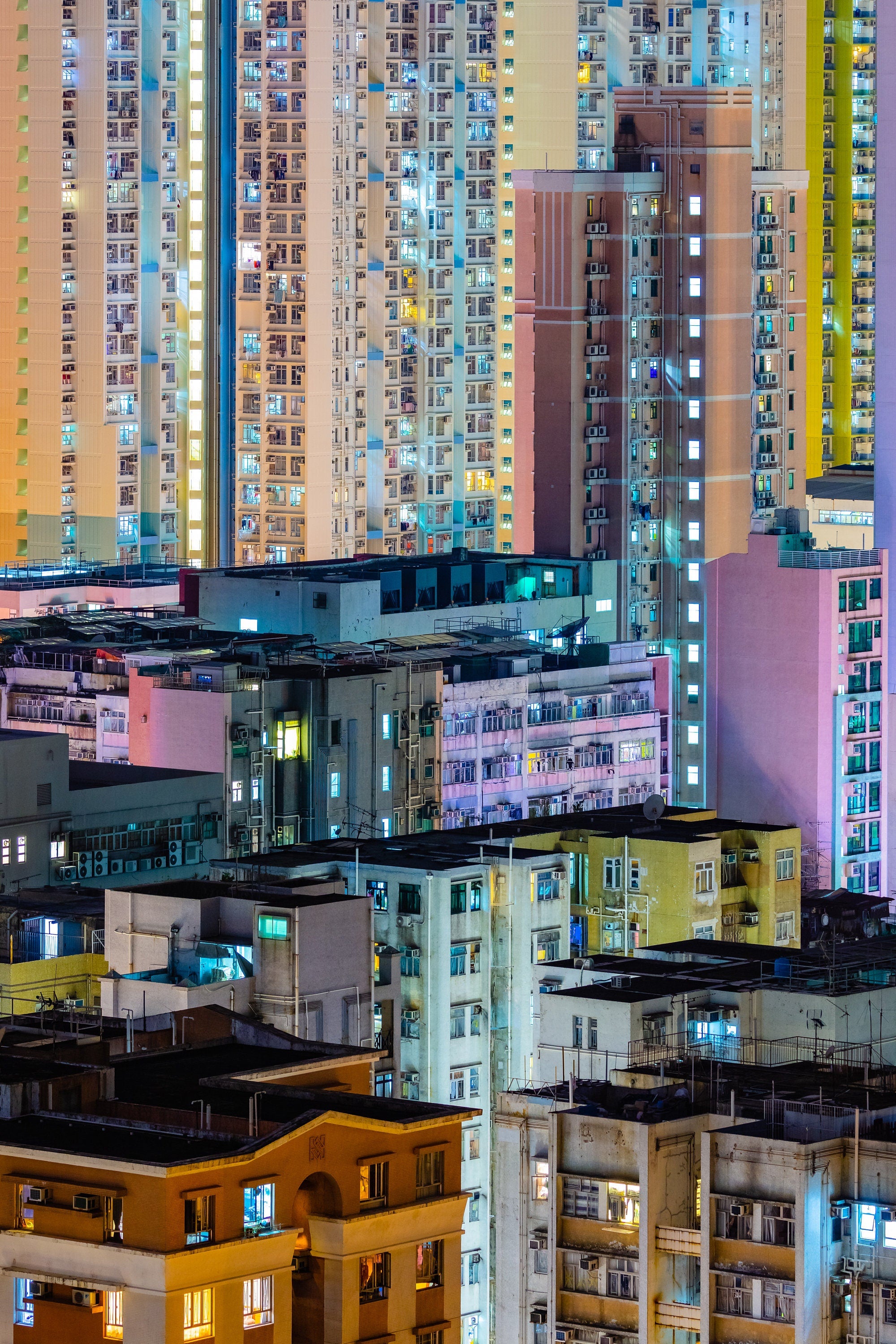 Towering Kowloon - The Block Tower - Hong Kong Fine Art Night Photography (Metal & Bamboo Prints)