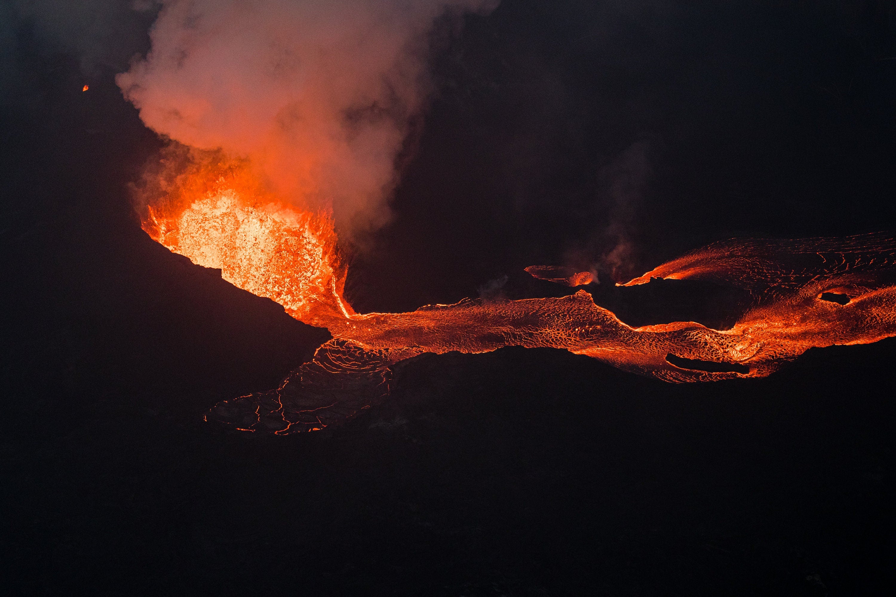 Kilauea Volcano Fissure 8 Lava - Hawaii Aerial Photography (Metal & Bamboo Prints)