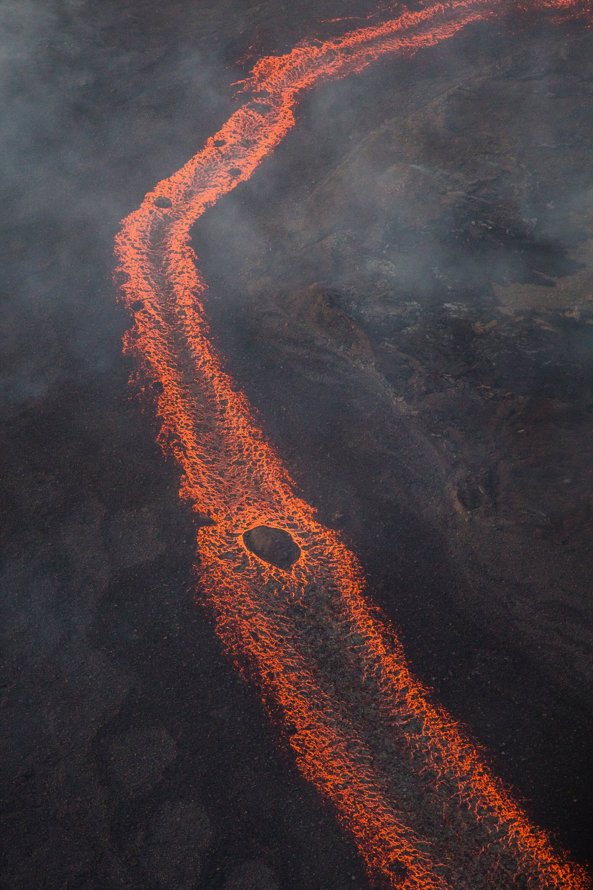 Kilauea Volcano Lava River River - Hawaii Aerial Photography (Metal & Bamboo Prints)