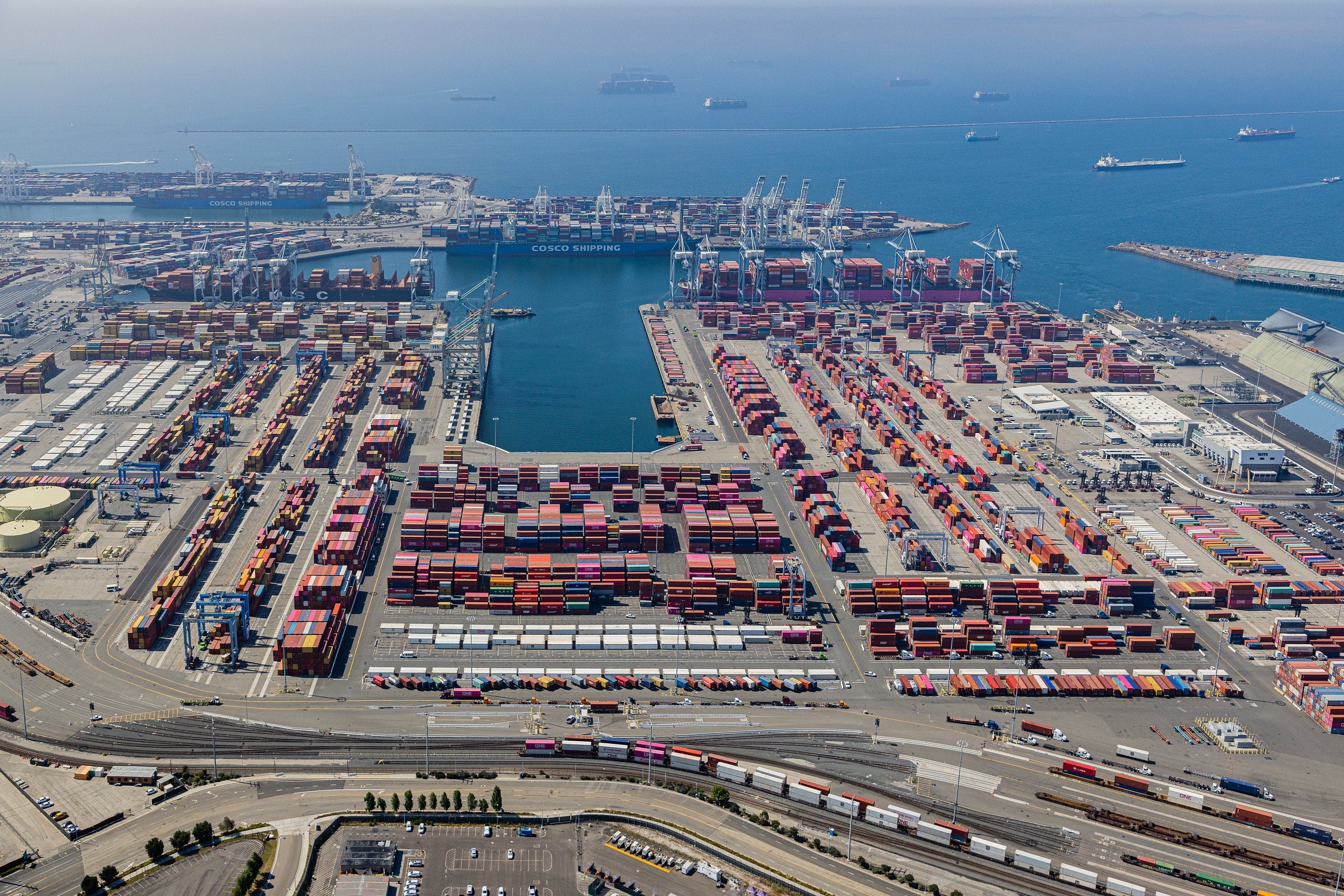 Port of Long Beach - California Aerial Photography by Toby Harriman - 009 (Metal & Bamboo Prints)