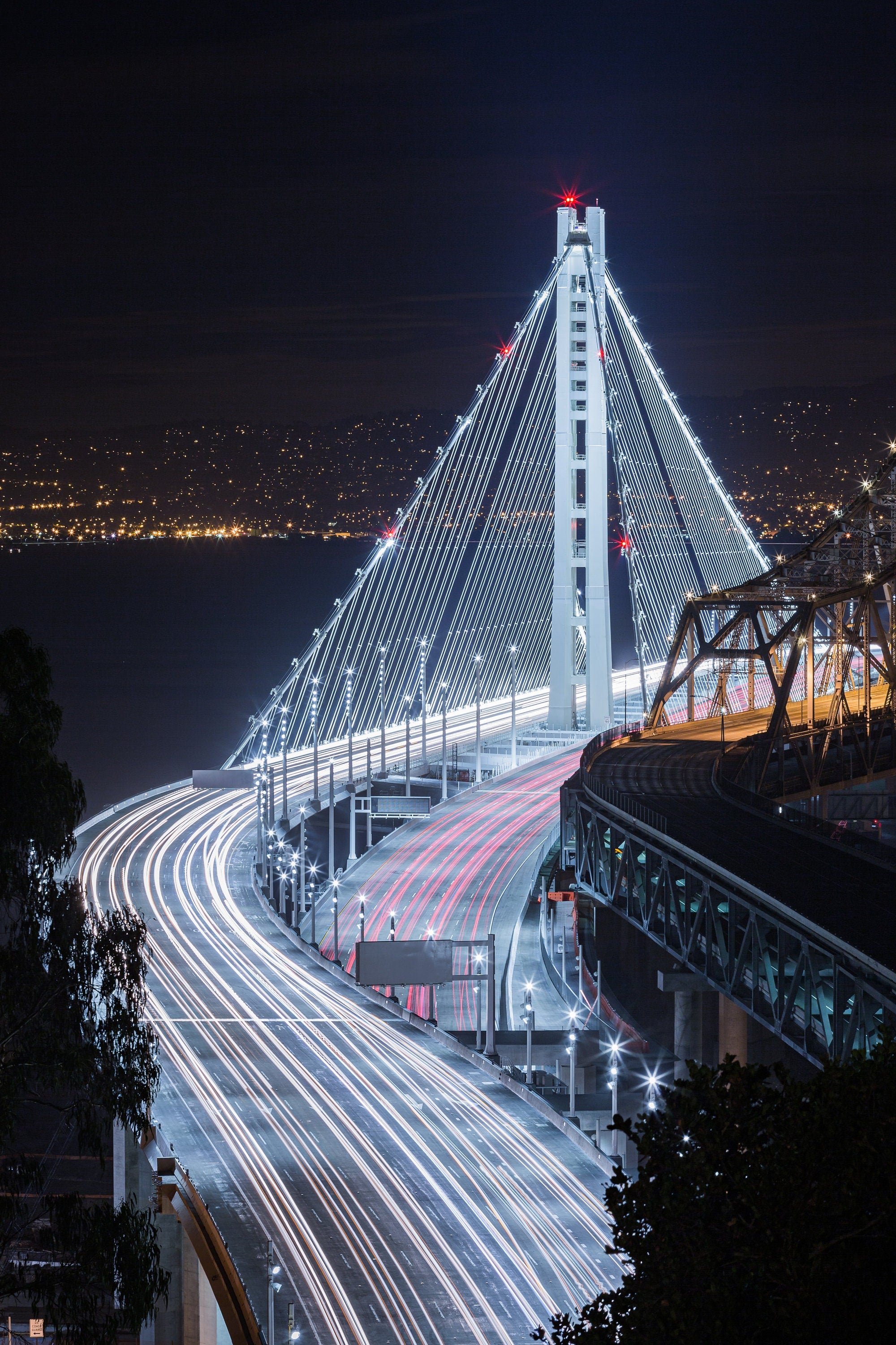 San Francisco-Oakland Bay Bridge Opening Night - Long Exposure Fine Art Photography (Metal & Bamboo Print)