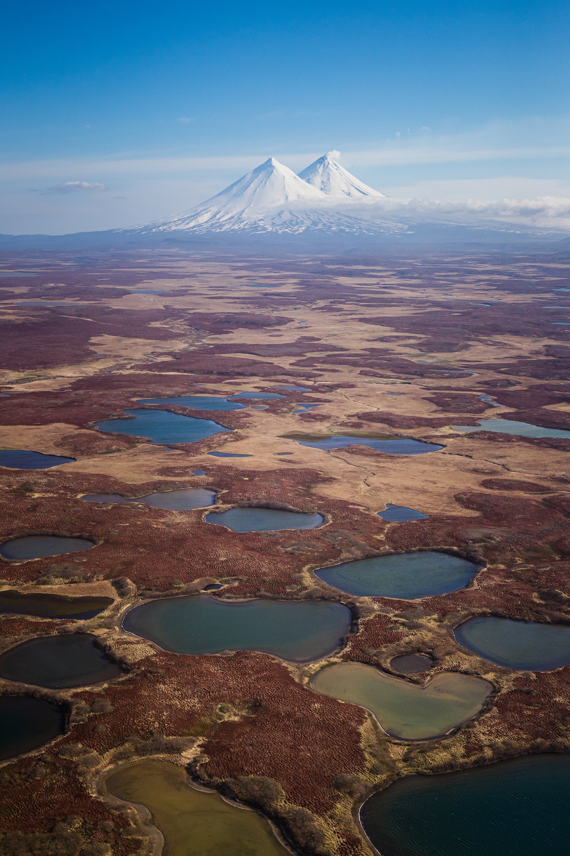 Mount Pavlof and Pavlof Sister Volcano - Alaska Fine Art Aerial Photography (Metal & Bamboo Prints)