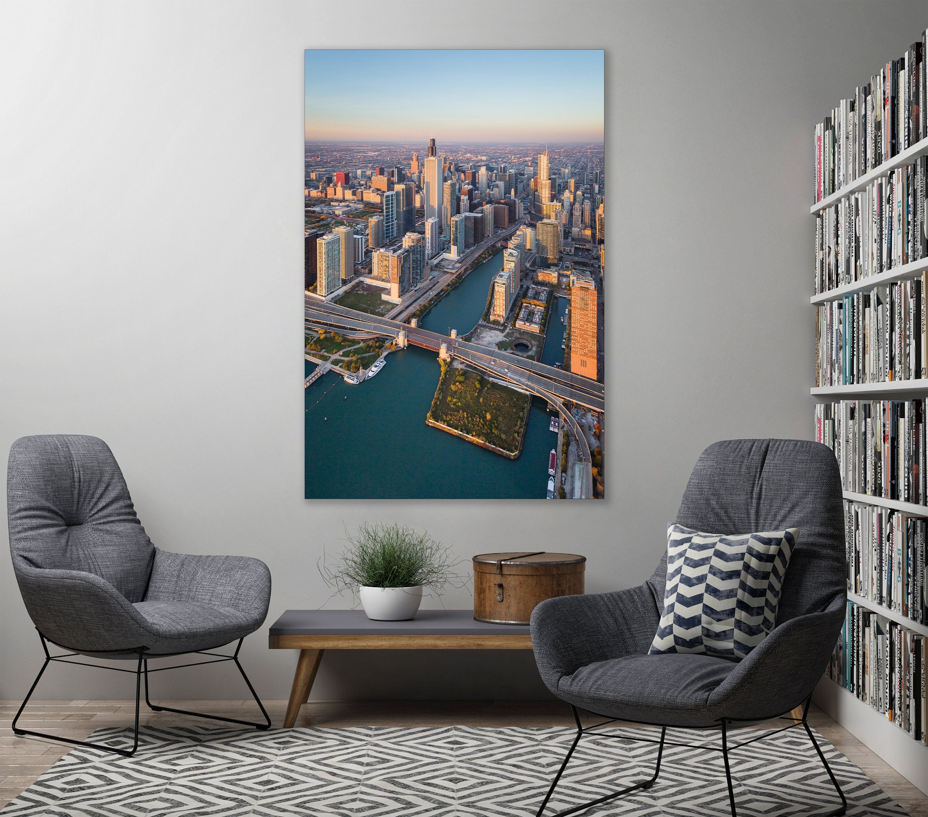 Chicago River Skyline - Aerial Fine Art Photography (Metal & Bamboo Prints)