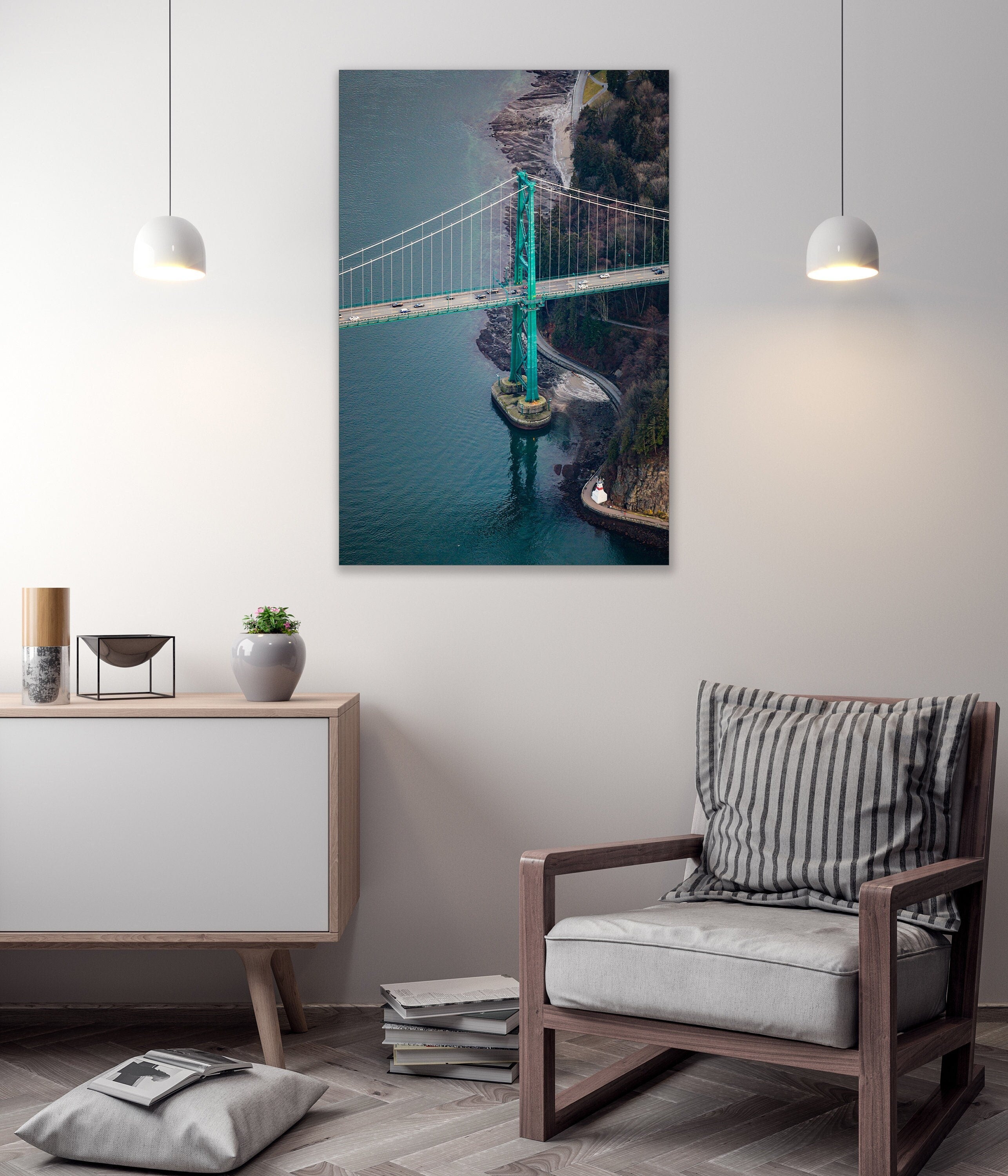 Lions Gate Bridge - Vancouver BC - Aerial Photography (Metal & Bamboo Prints)