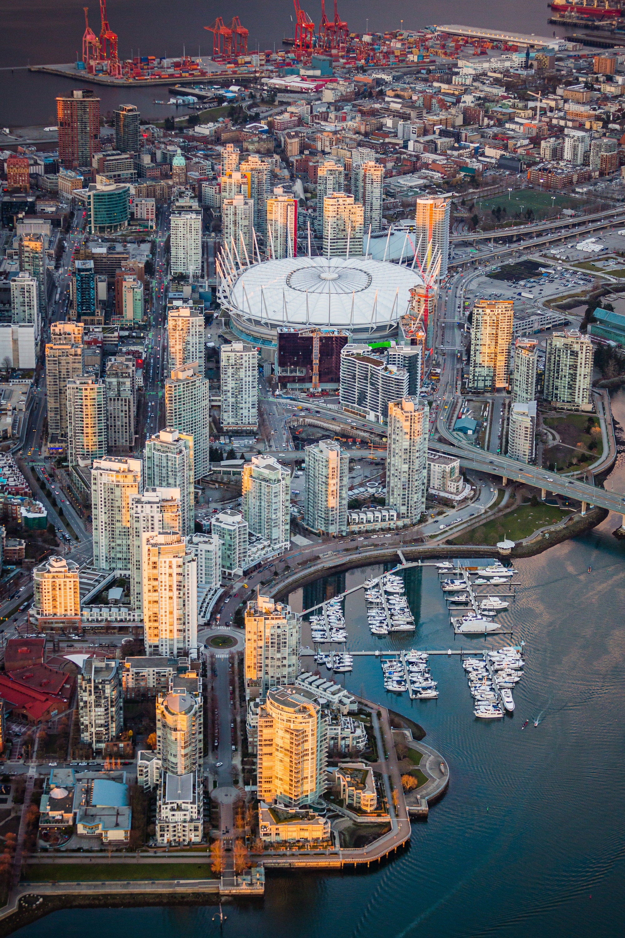 Downtown Vancouver BC Place Yaletown Aerial Photography (Metal & Bamboo Prints)