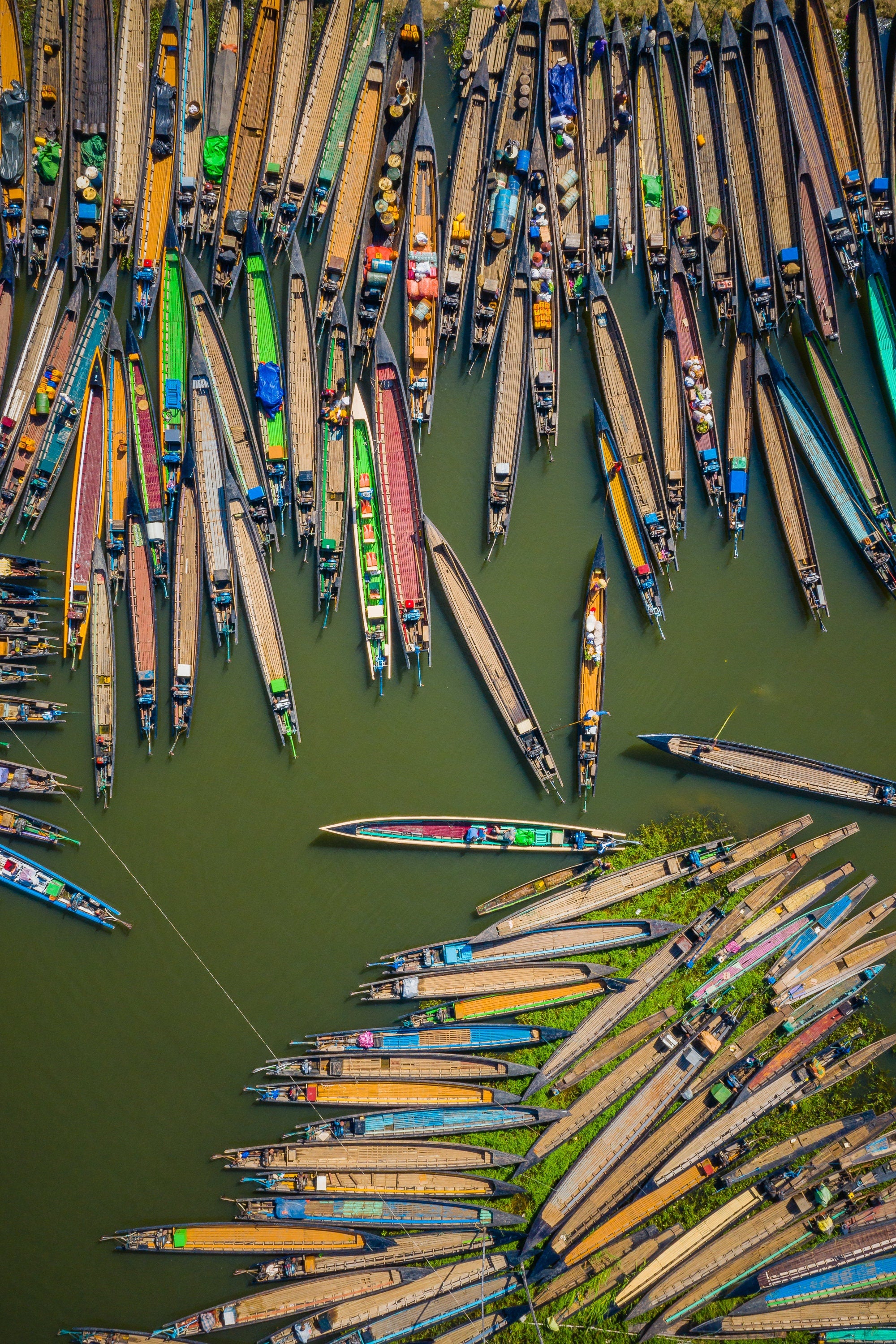 Nam Pan Market - Inle Lake Myanmar - Aerial Fine Art Photography (Metal & Bamboo Prints)