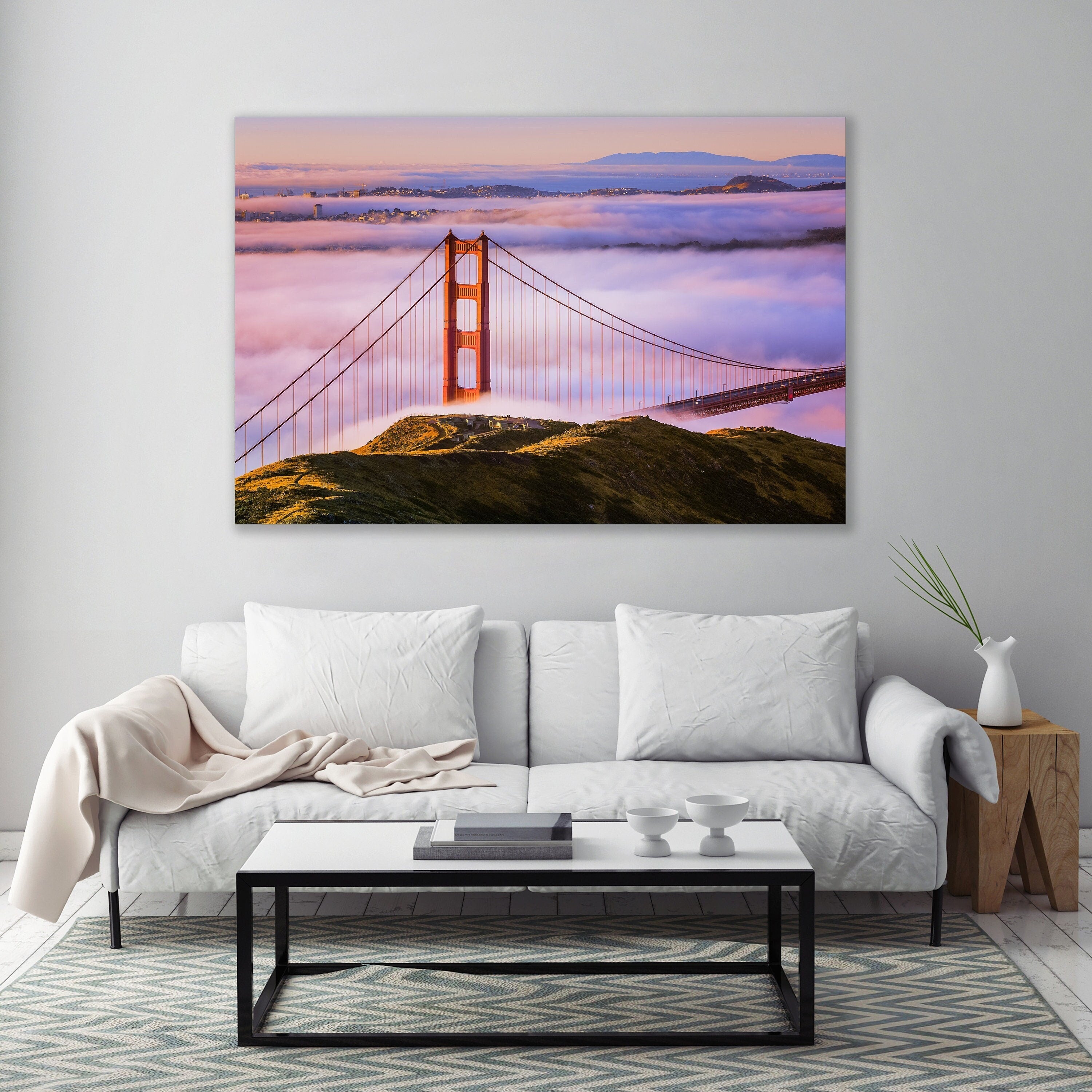 Golden Light - Foggy Sunrise San Francisco California Fine Art Photography (Metal & Bamboo Print)