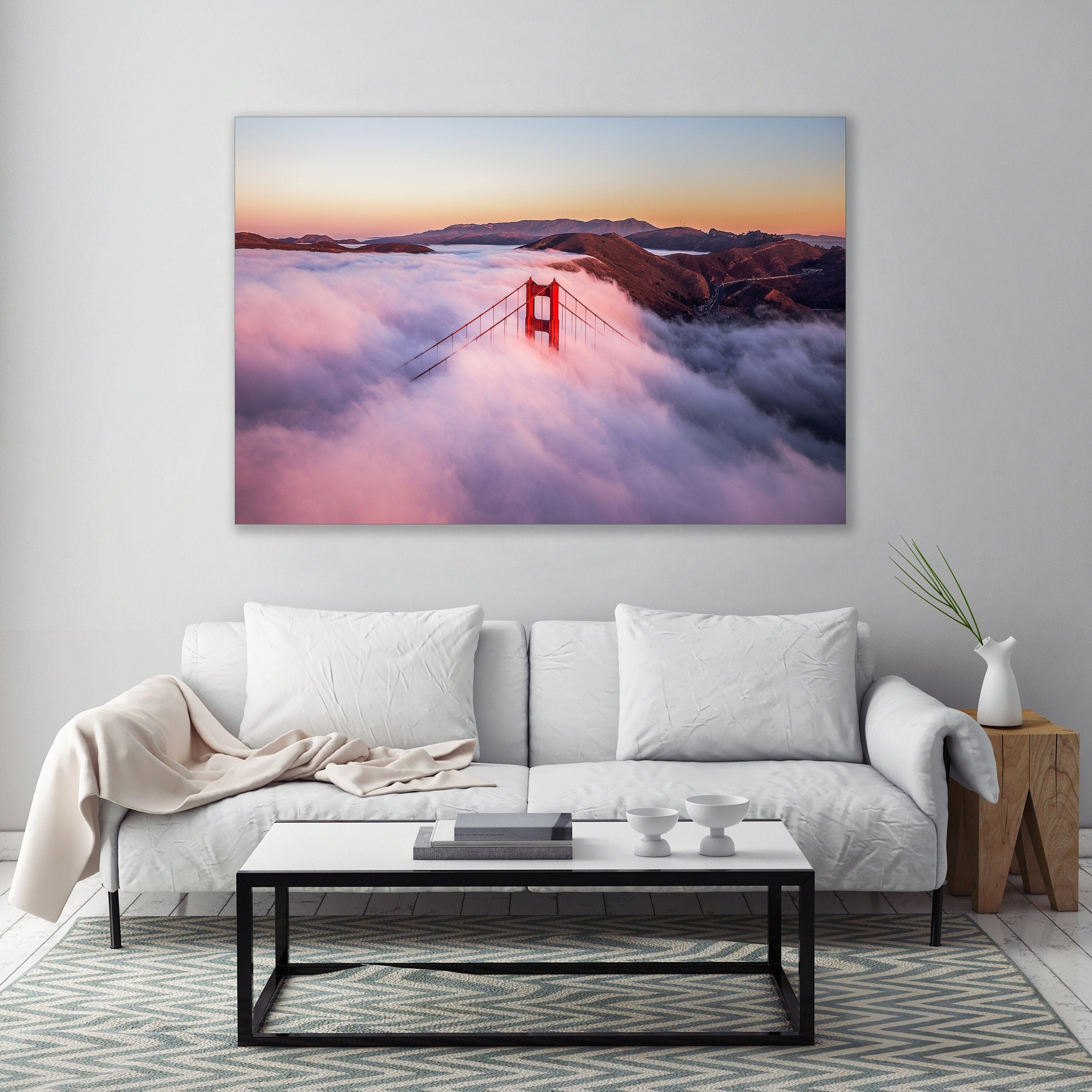 Fogfall Morning - Golden Gate Bridge San Francisco Fine Art Aerial Photography (Metal & Bamboo Print)