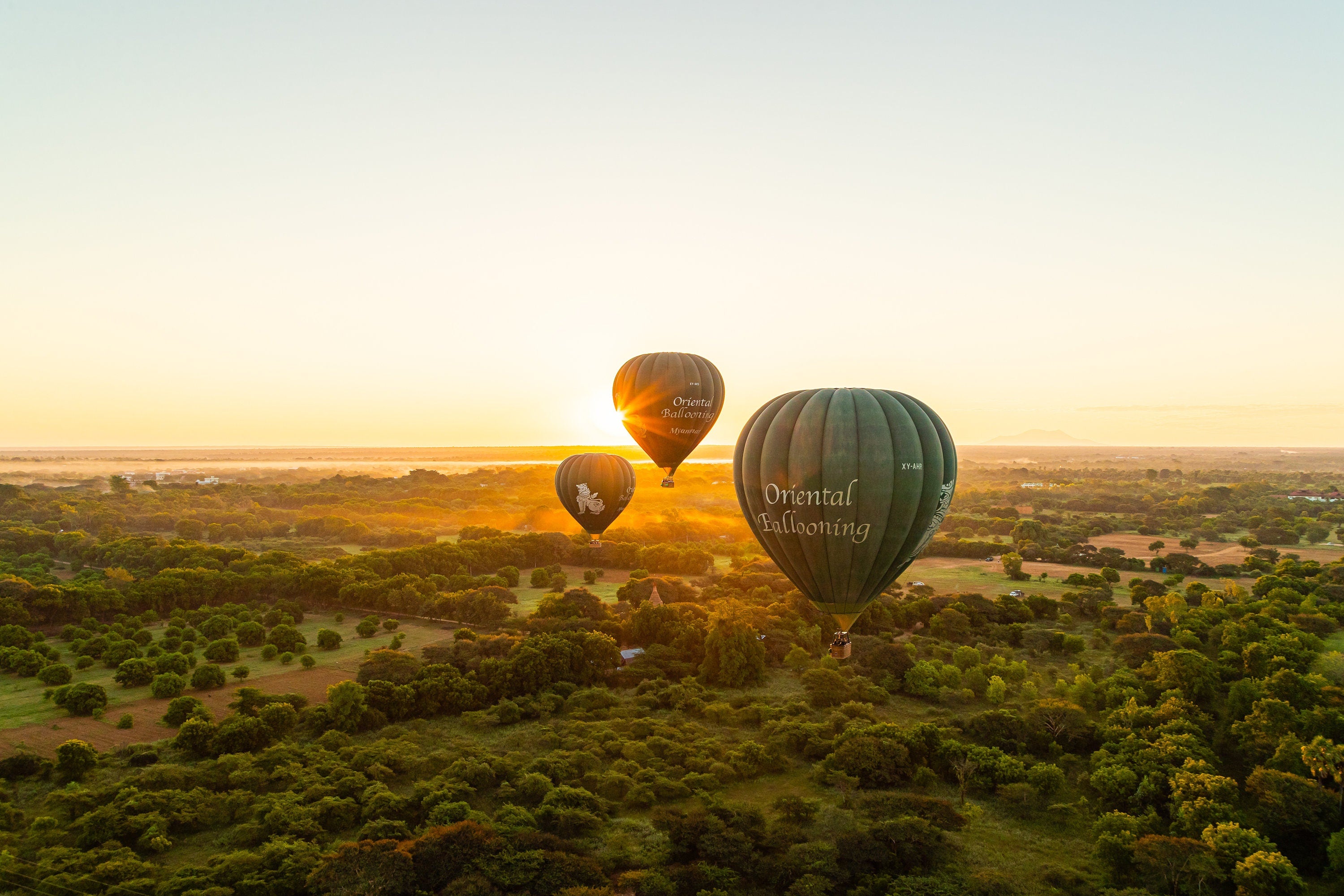 Sunrise Balloons over Bagan Myanmar - Fine Art Photography (Metal & Bamboo Prints)