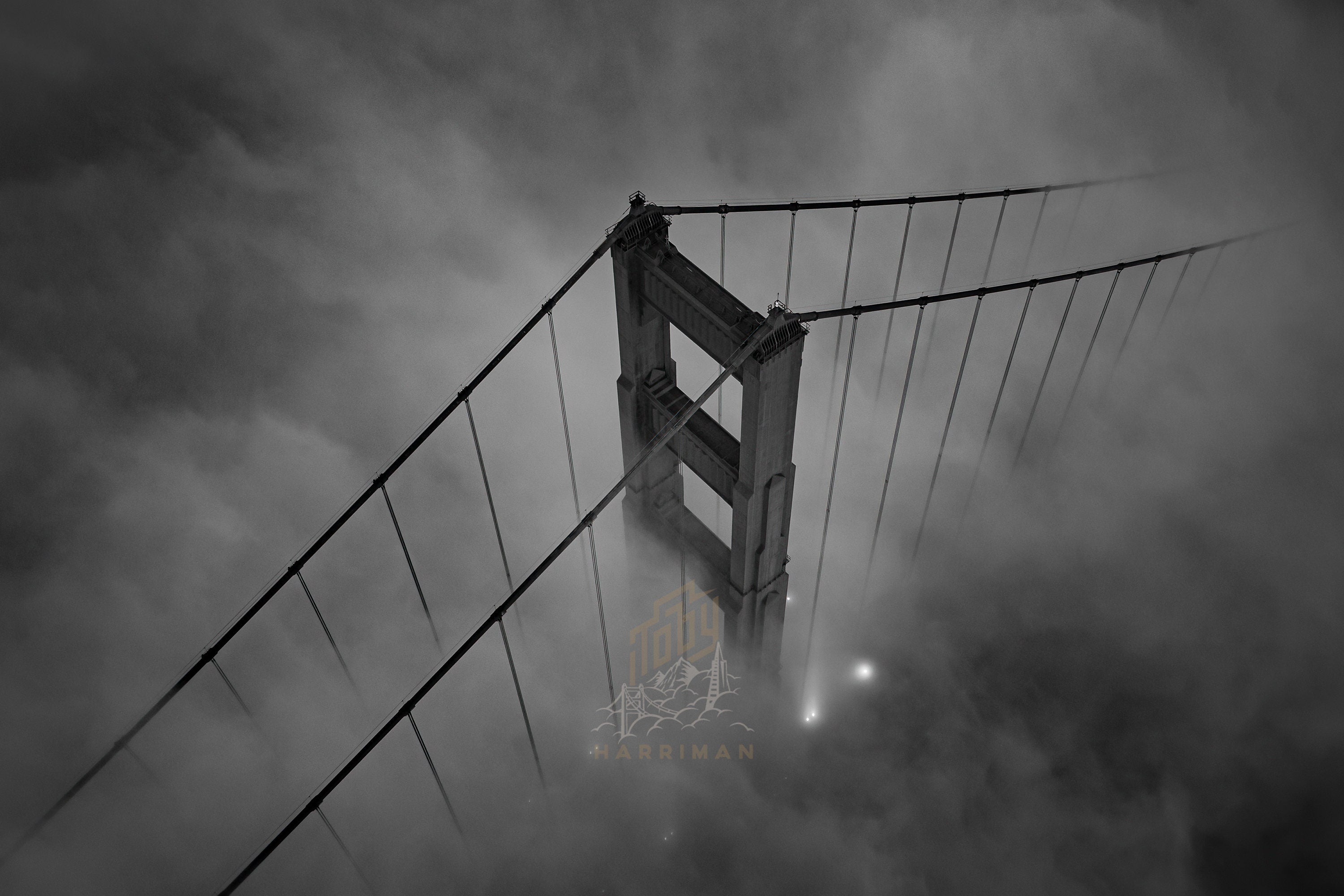 Fogfall Morning - Golden Gate Bridge San Francisco Fine Art Aerial Photography (Metal & Bamboo Print)