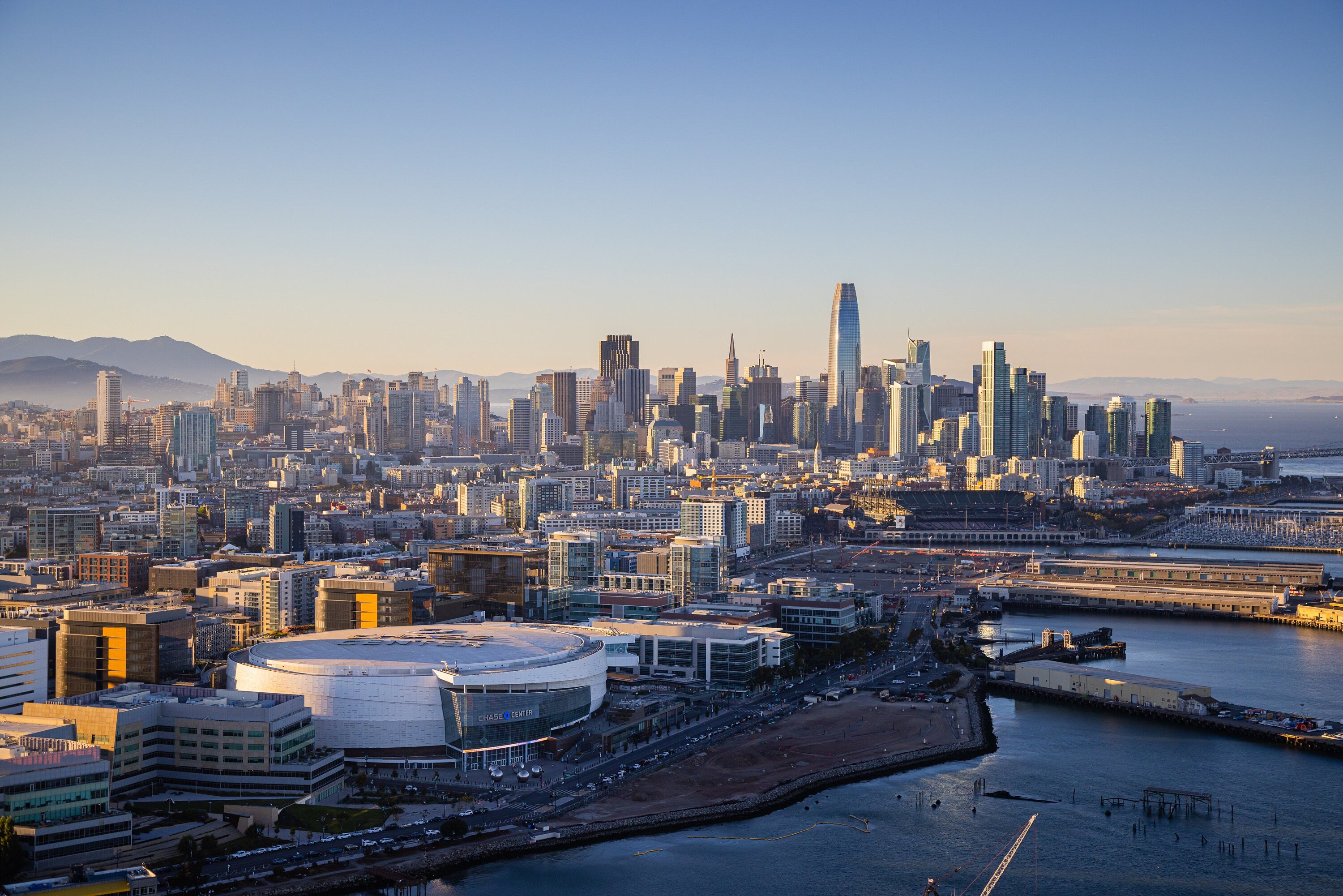 Chase Center - San Francisco Skyline Fine Art Aerial Photography (Metal & Bamboo Print)