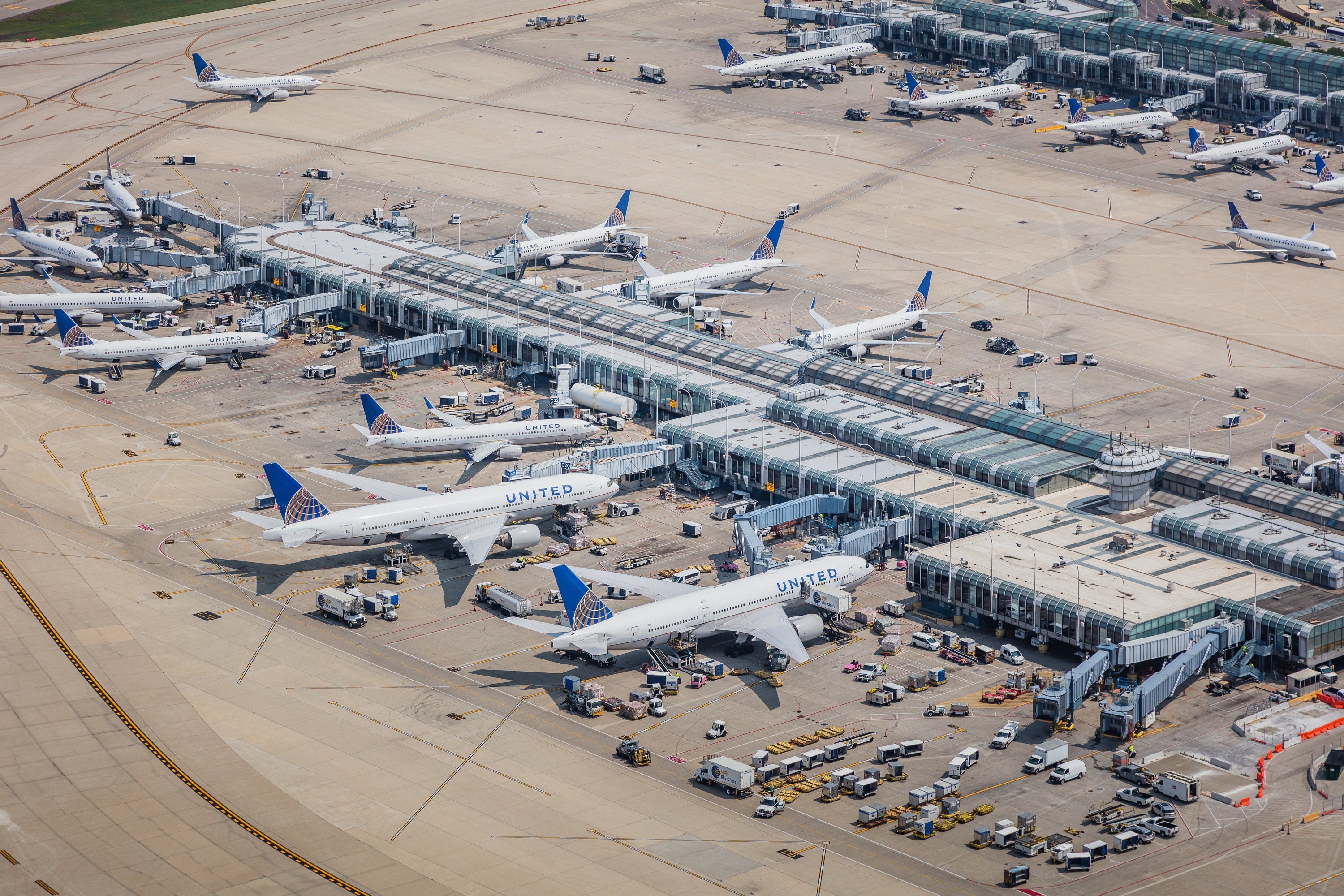 United Airlines Terminals - Chicago O'Hare International Airport - Aerial Fine Art Photography (Metal & Bamboo Prints)