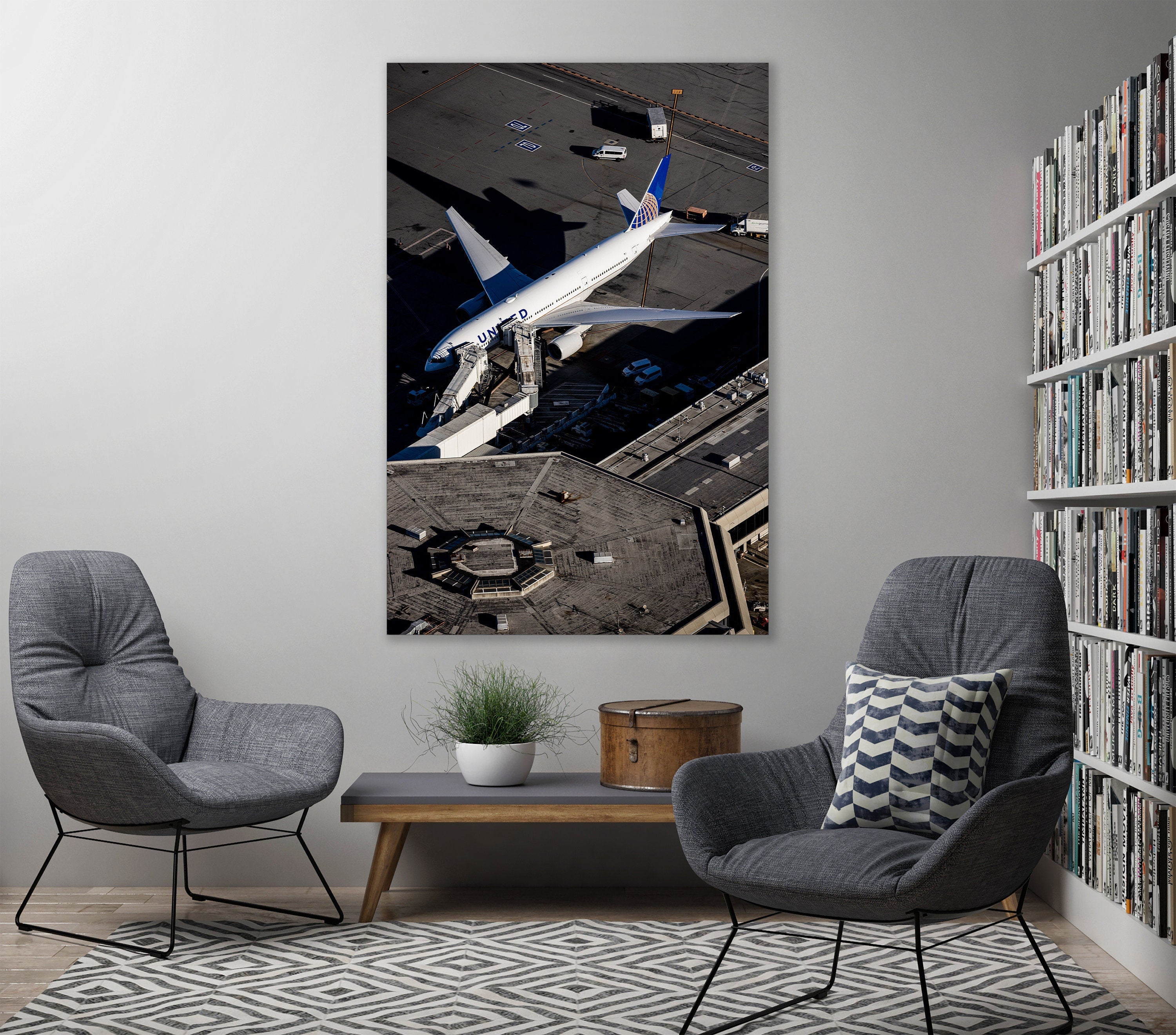 United Airlines at San Francisco Intentional Airport SFO - Fine Art Aerial Photography (Metal & Bamboo Prints)