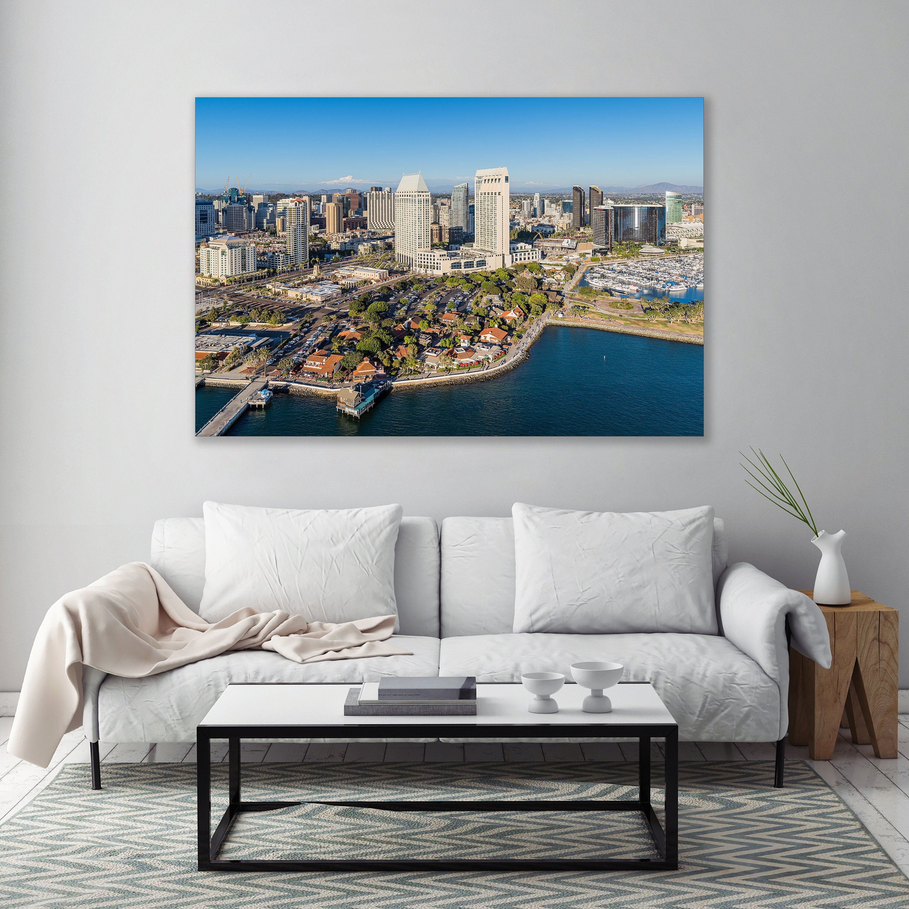 Seaport Village Downtown Waterfront - San Diego, California - Aerial Fine Art Photography (Metal & Bamboo Prints)