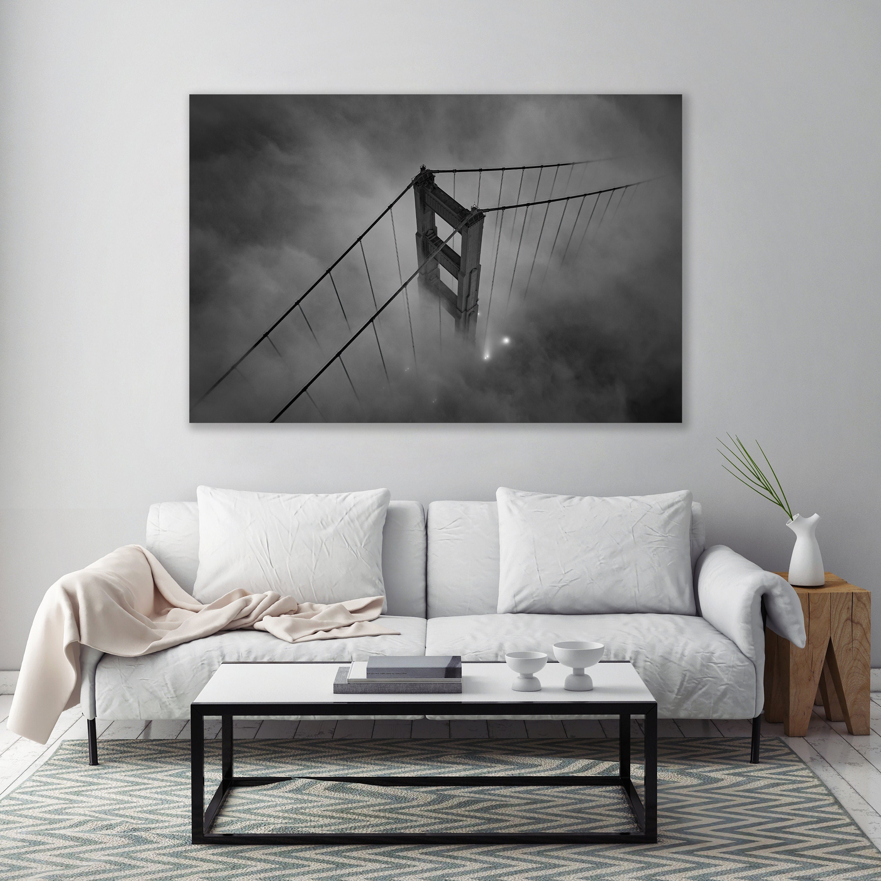 Fogfall Morning - Golden Gate Bridge San Francisco Fine Art Aerial Photography (Metal & Bamboo Print)