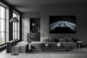 a black and white photo of a living room