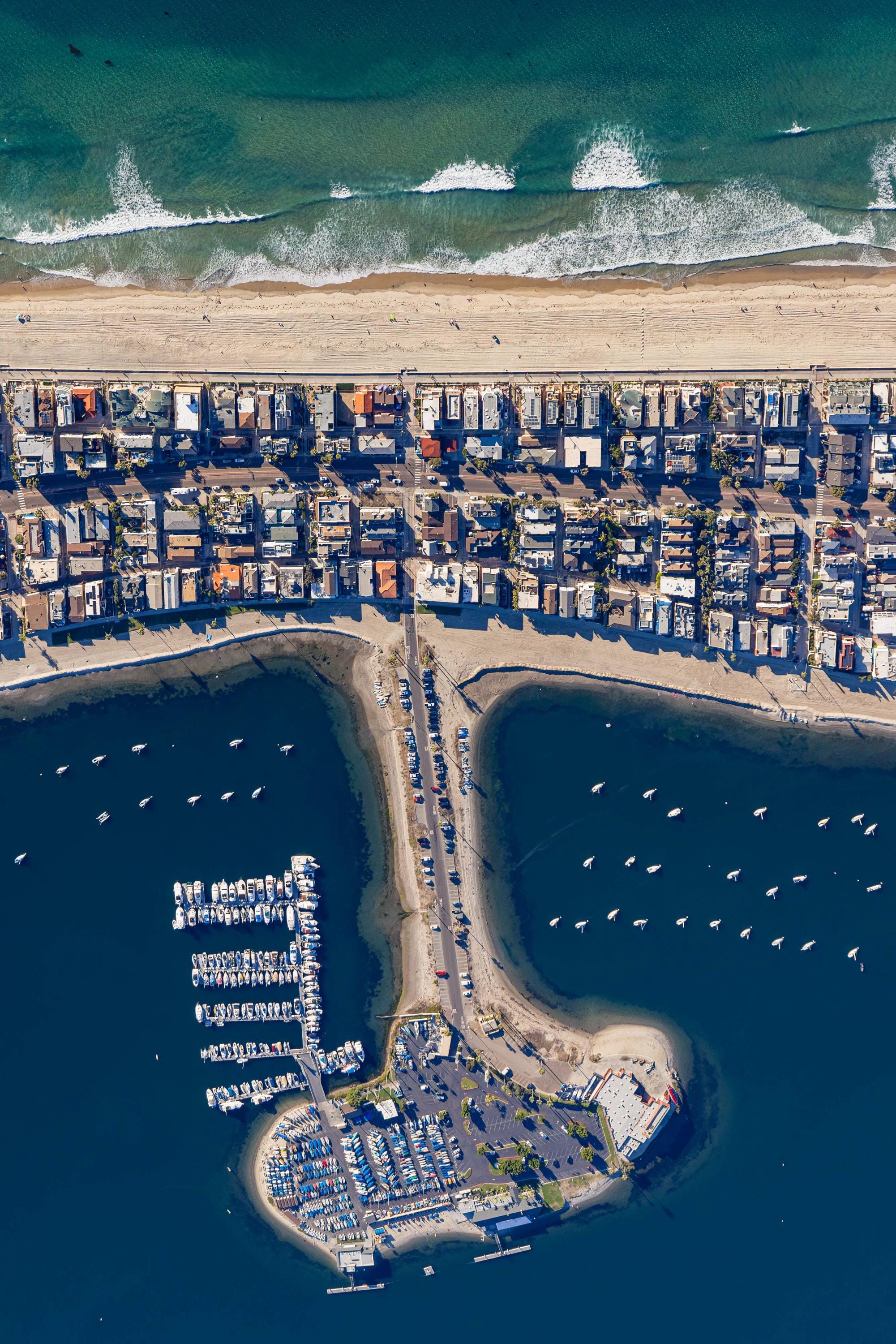 The Yacht Club - Mission Bay From Above - San Diego Fine Art Aerial Photography by Toby Harriman (Metal & Bamboo Prints)