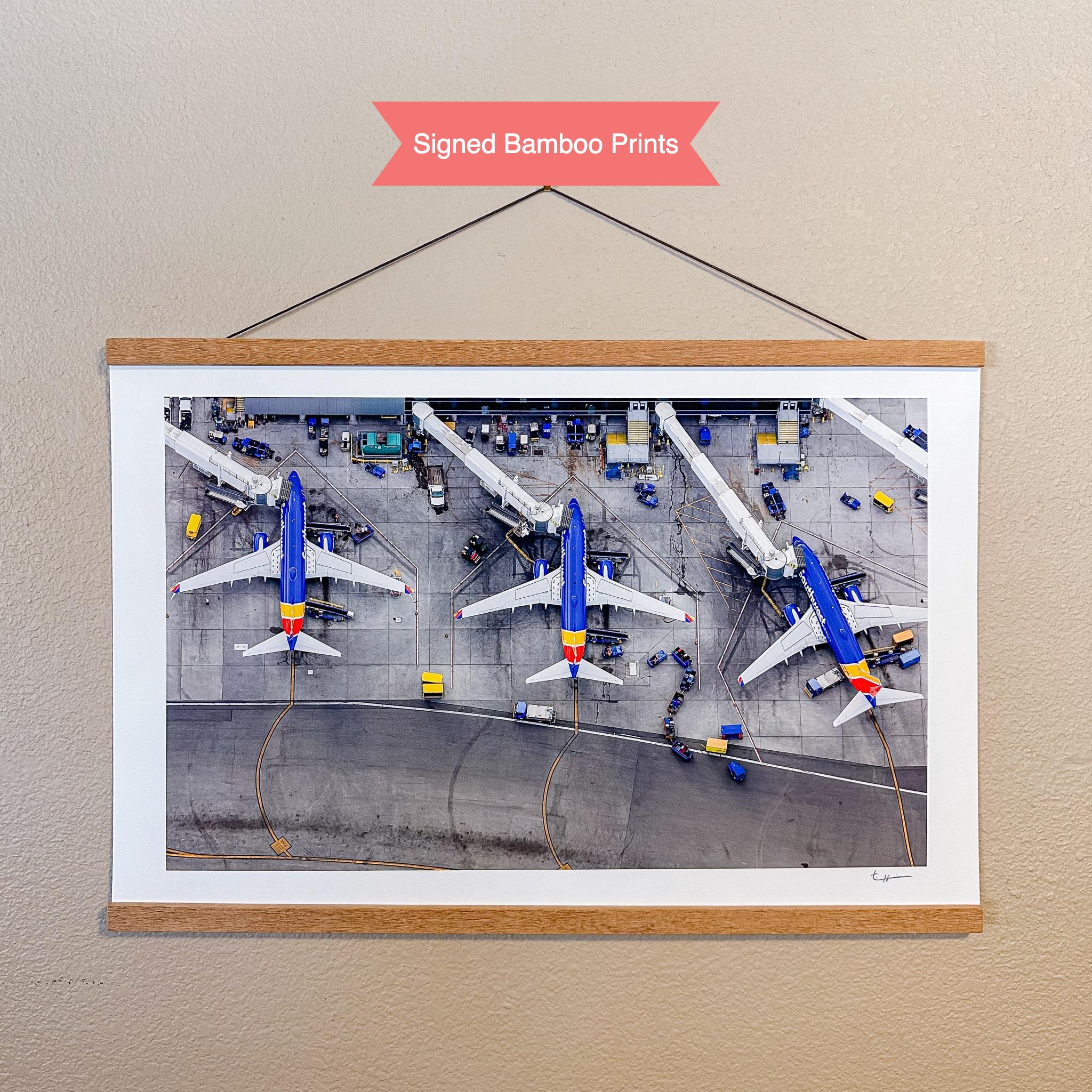 a picture of a bunch of airplanes hanging on a wall